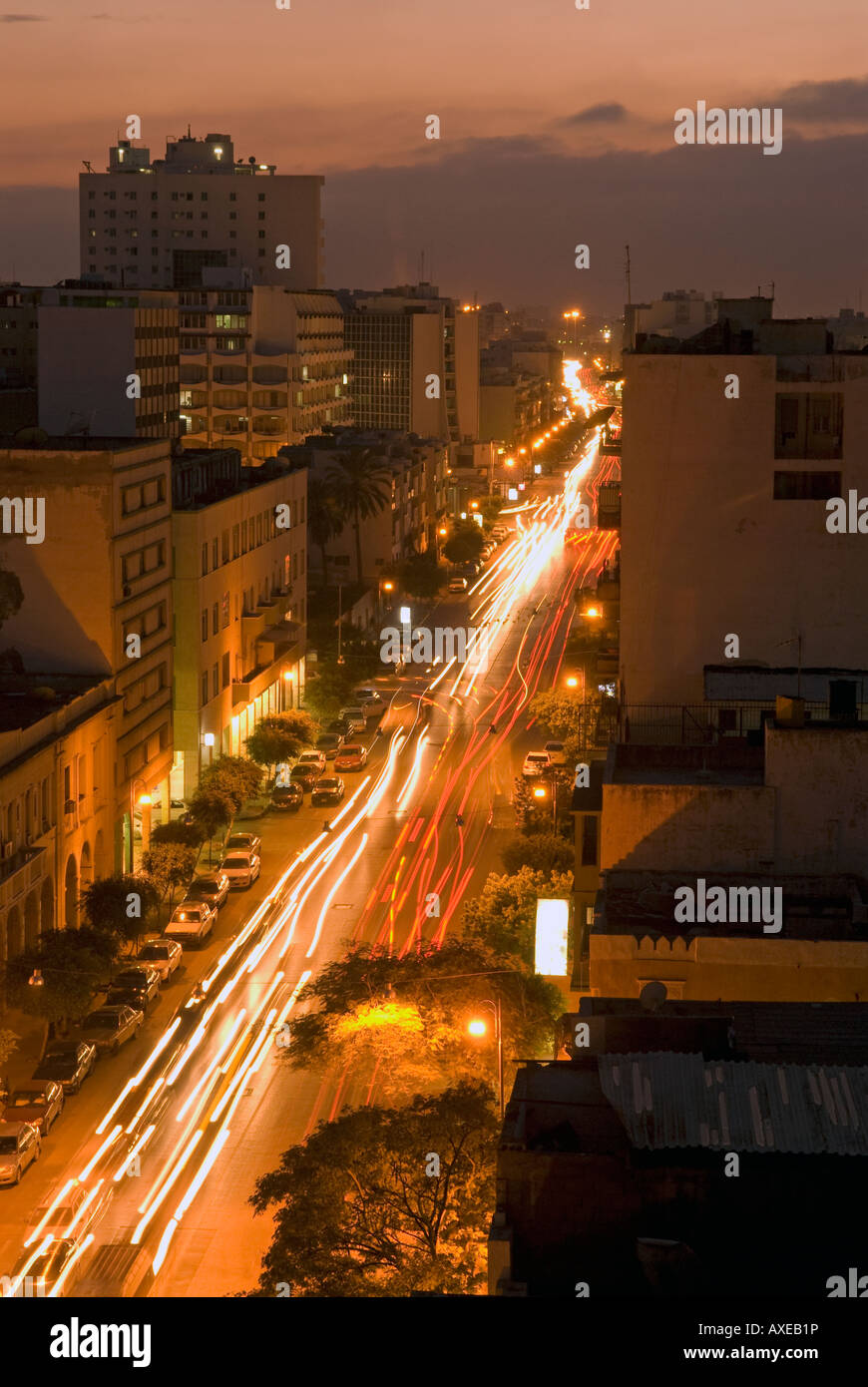 General view of the city of Tripoli by night Tripoli Libya Stock Photo