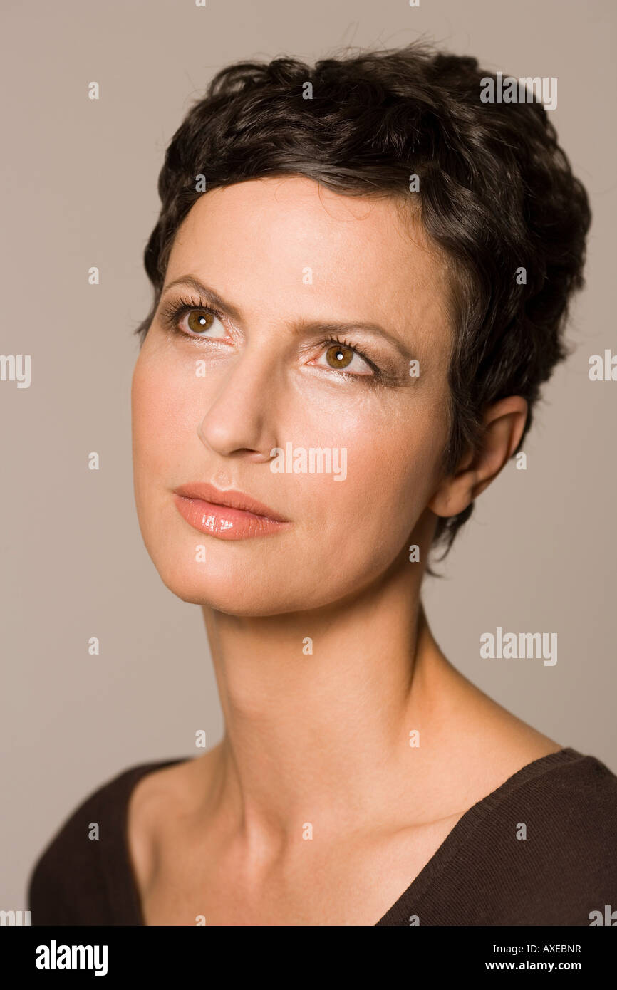 Closeup portrait woman short hair hi-res stock photography and images ...