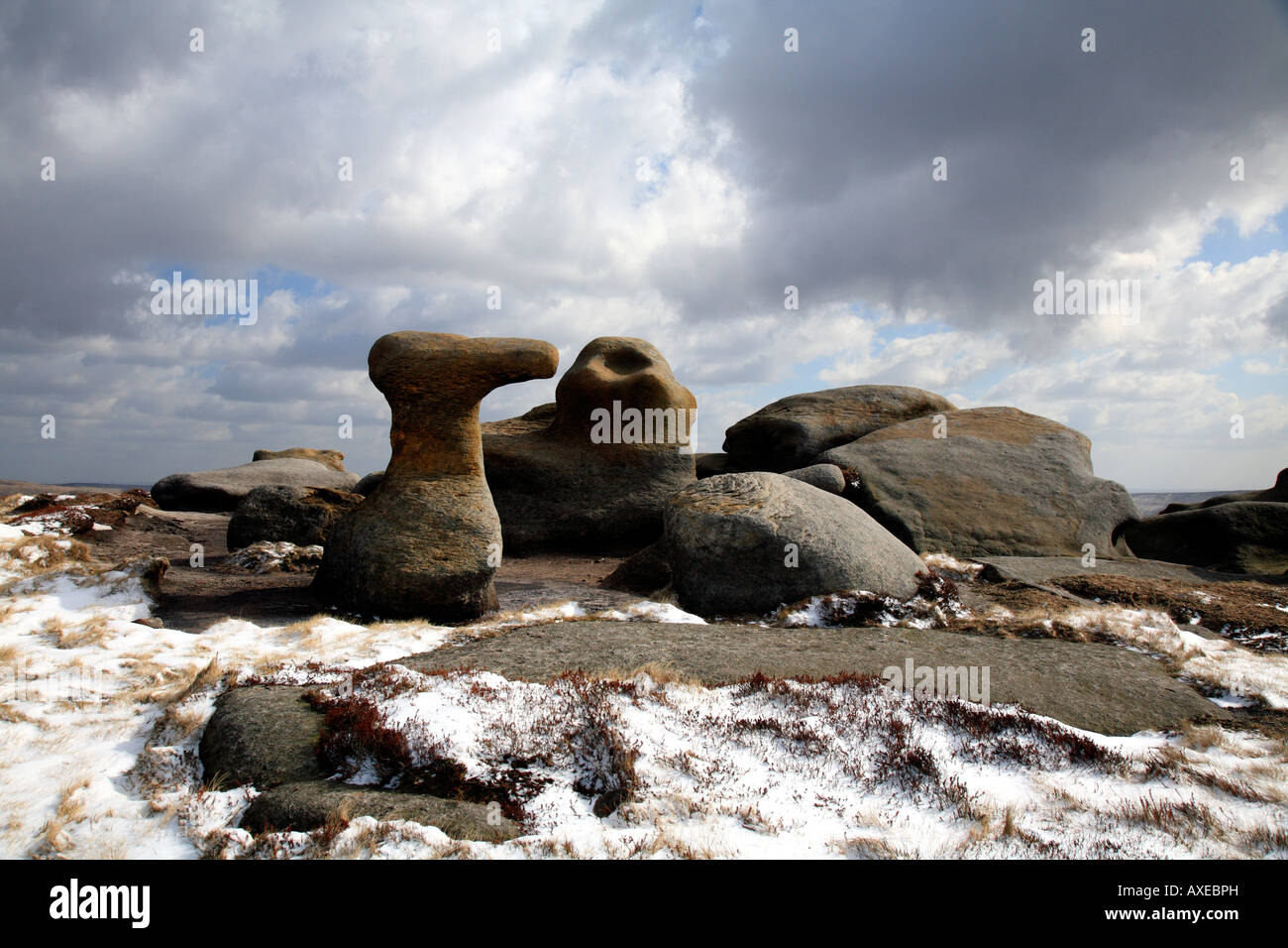 Rock formations, Bleaklow Stones, Derbyshire, Peak District National Park, England UK Stock Photo