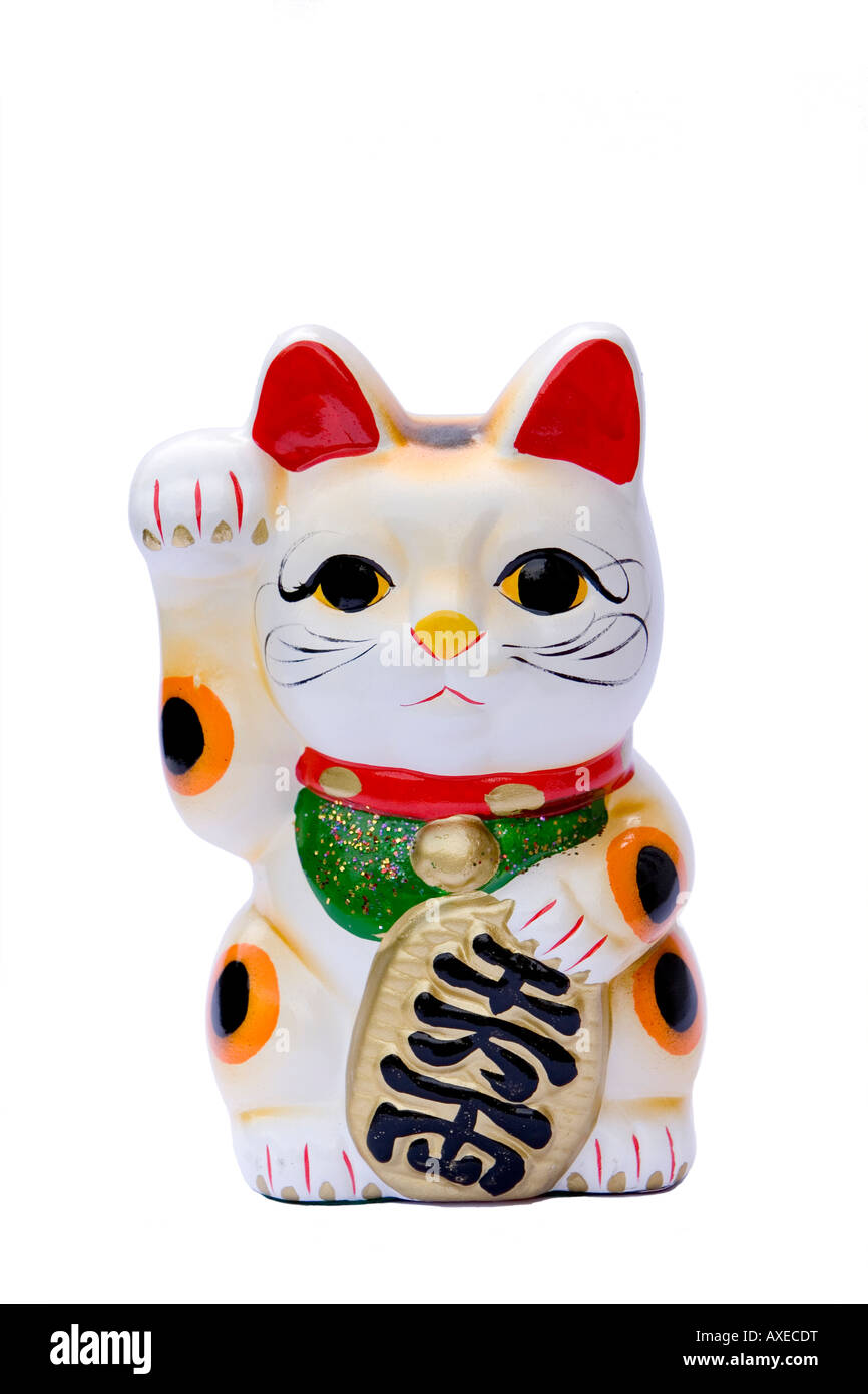 japanese maneki neko waving fortune cat Stock Photo