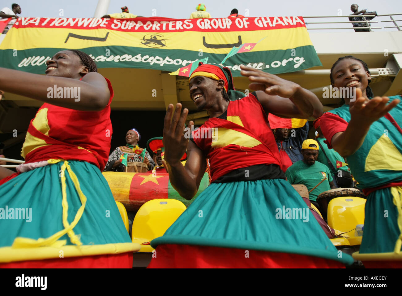 Cameroon football fans, Africa Cup of Nations 2008 Stock Photo
