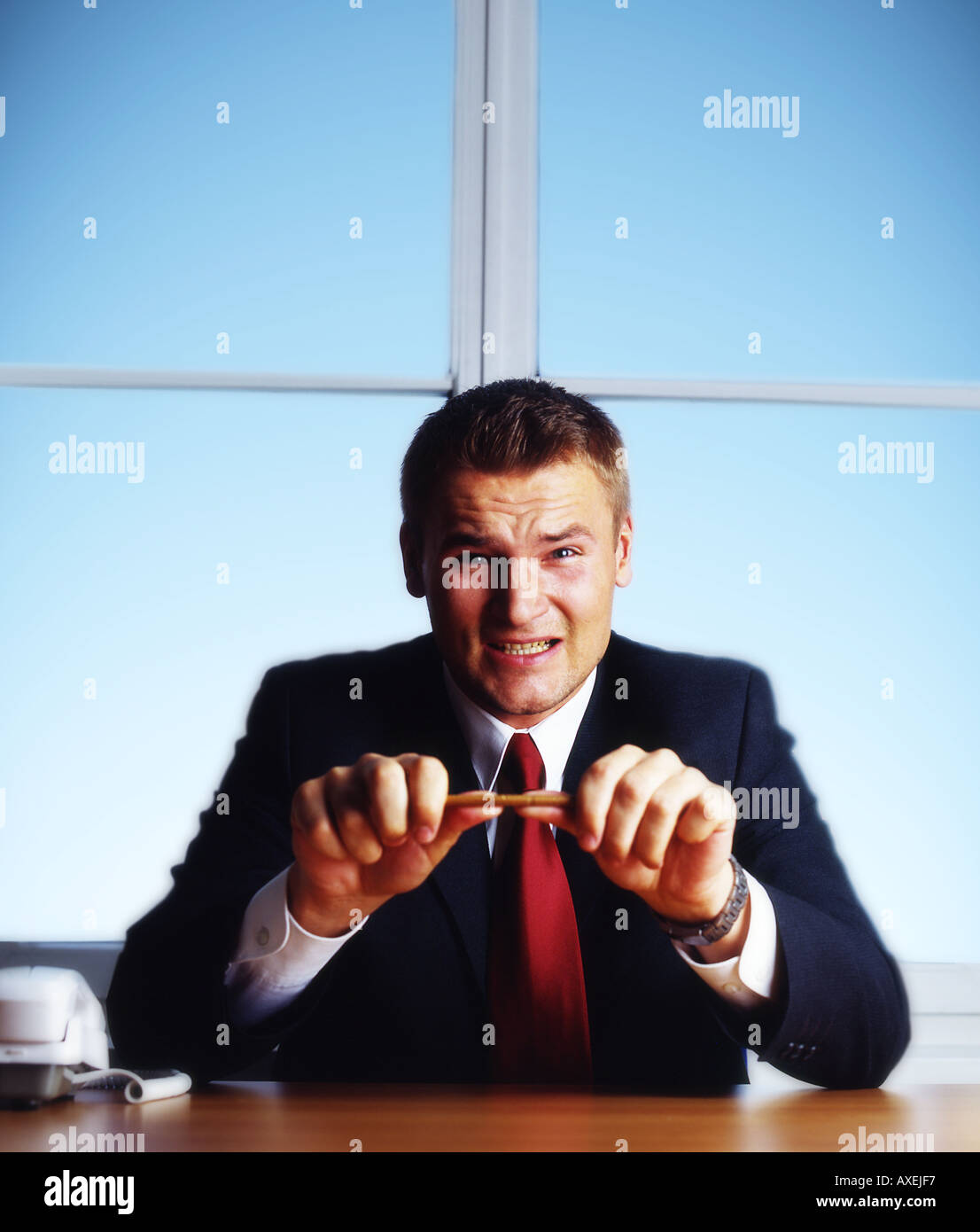 man male age 30 35 dark haired businessman angry work stress break ...