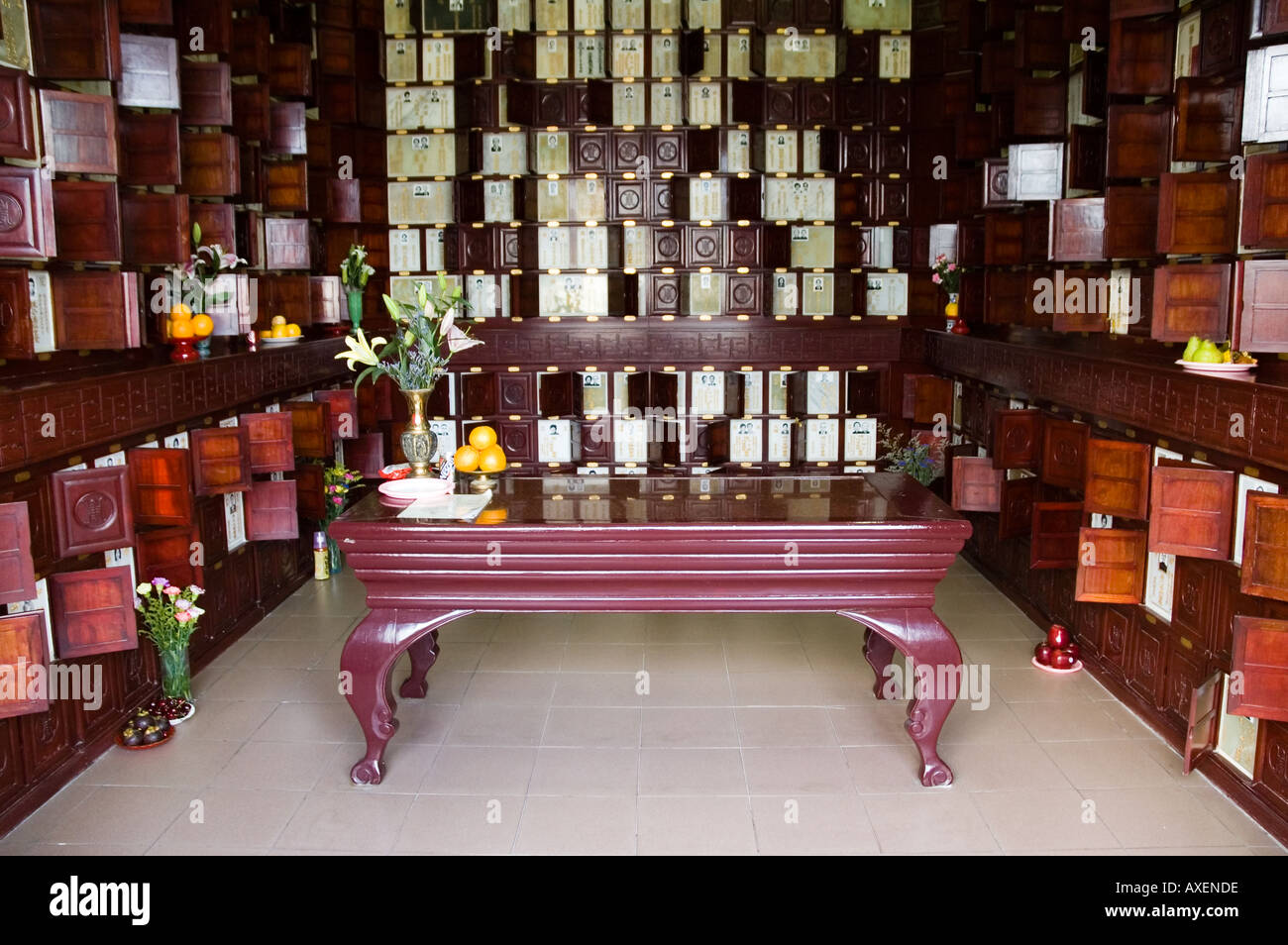 A room full of niches containing burial ashes in the Po Fook Hill