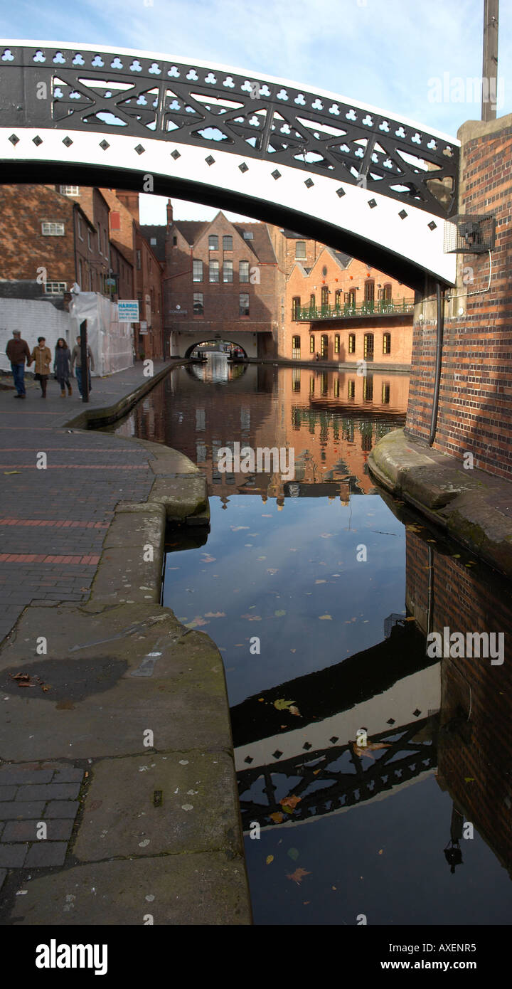 Bridge over the Worcester and Birmingham Canal in Broad Street, central Birmingham, Midlands, UK Stock Photo