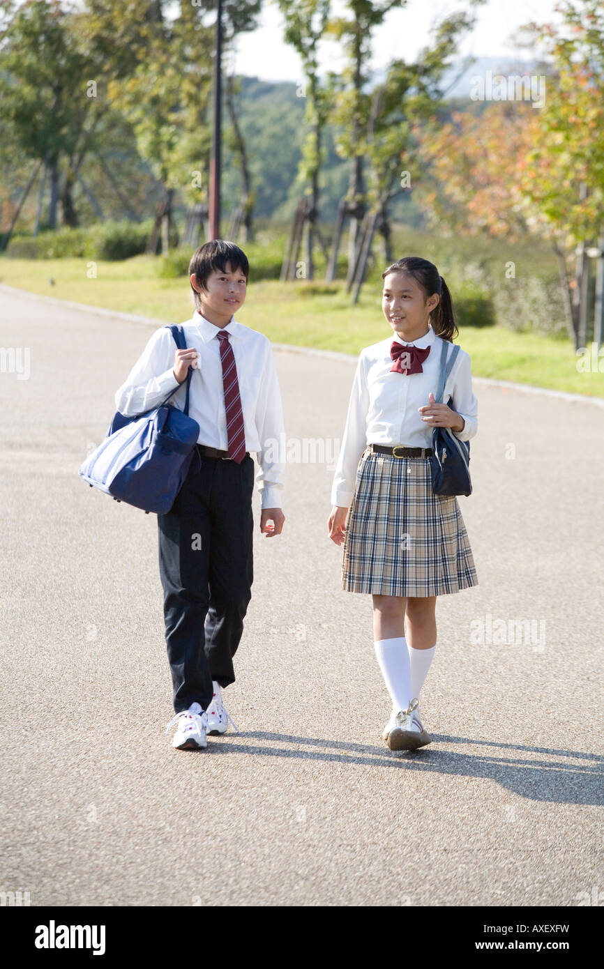 School children walking Stock Photo