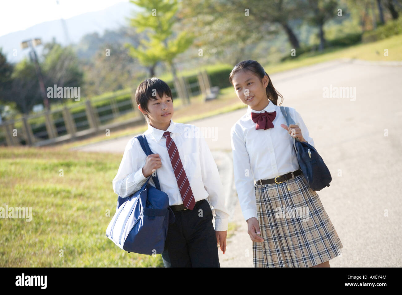 School children walking Stock Photo