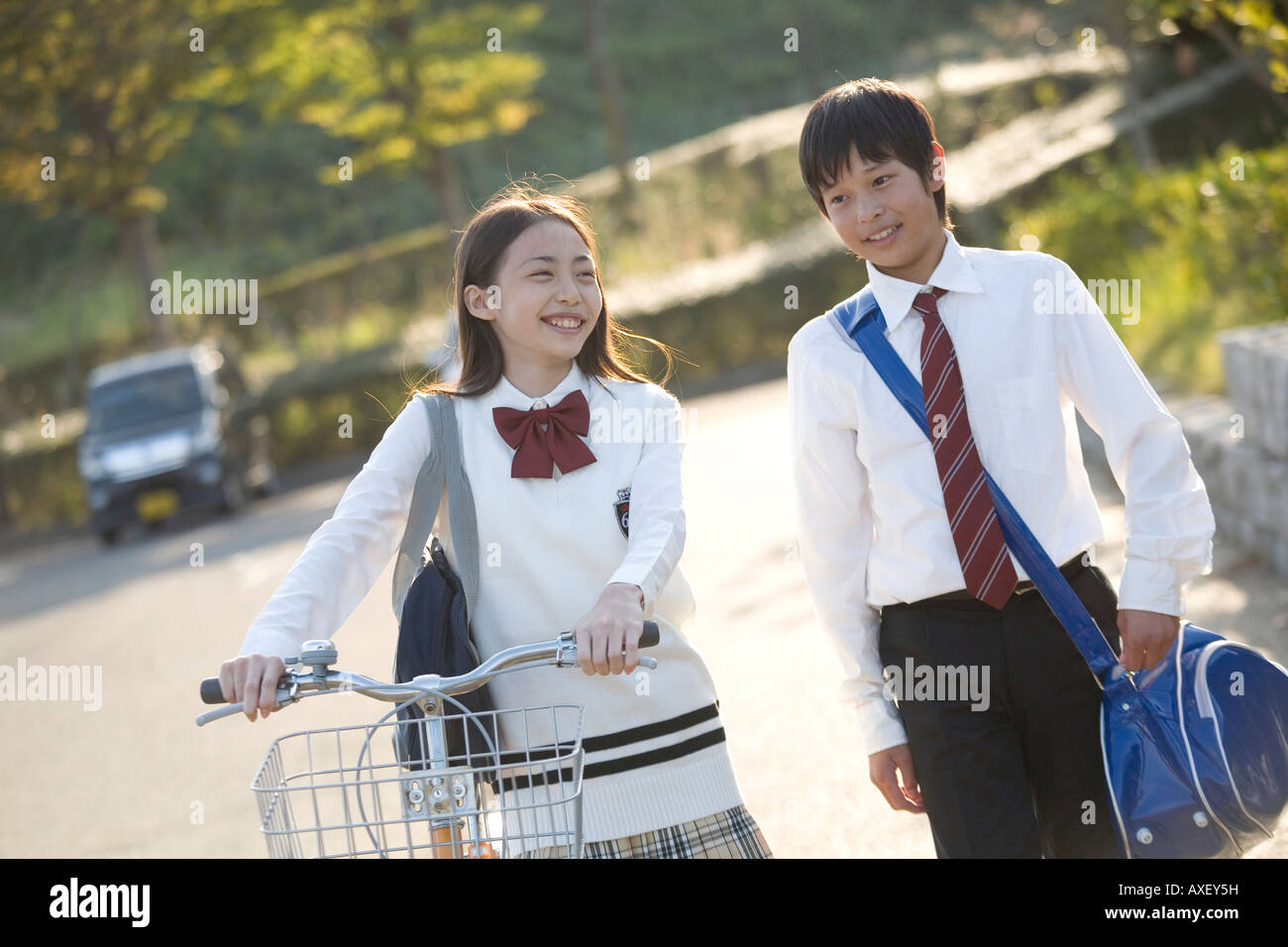School children walking Stock Photo