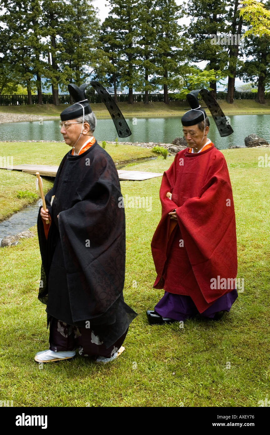 Men dressed in Heian period costume at the Gokusui no en festival in  Hiraizumi Iwate Japan Stock Photo - Alamy
