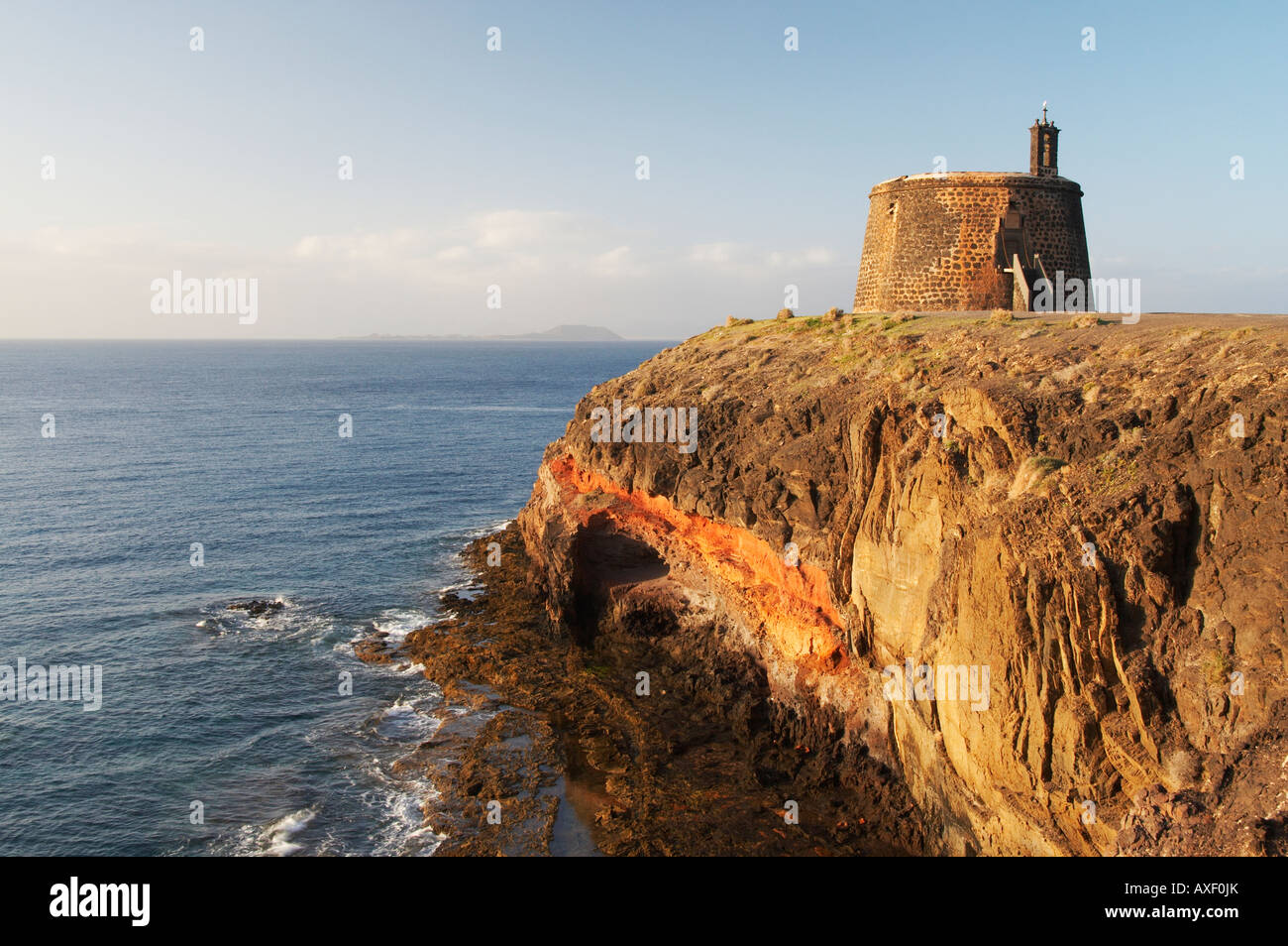 Castillo de Las Coloradas near Playa Blanca on Lanzatote in the Canary islands. Stock Photo