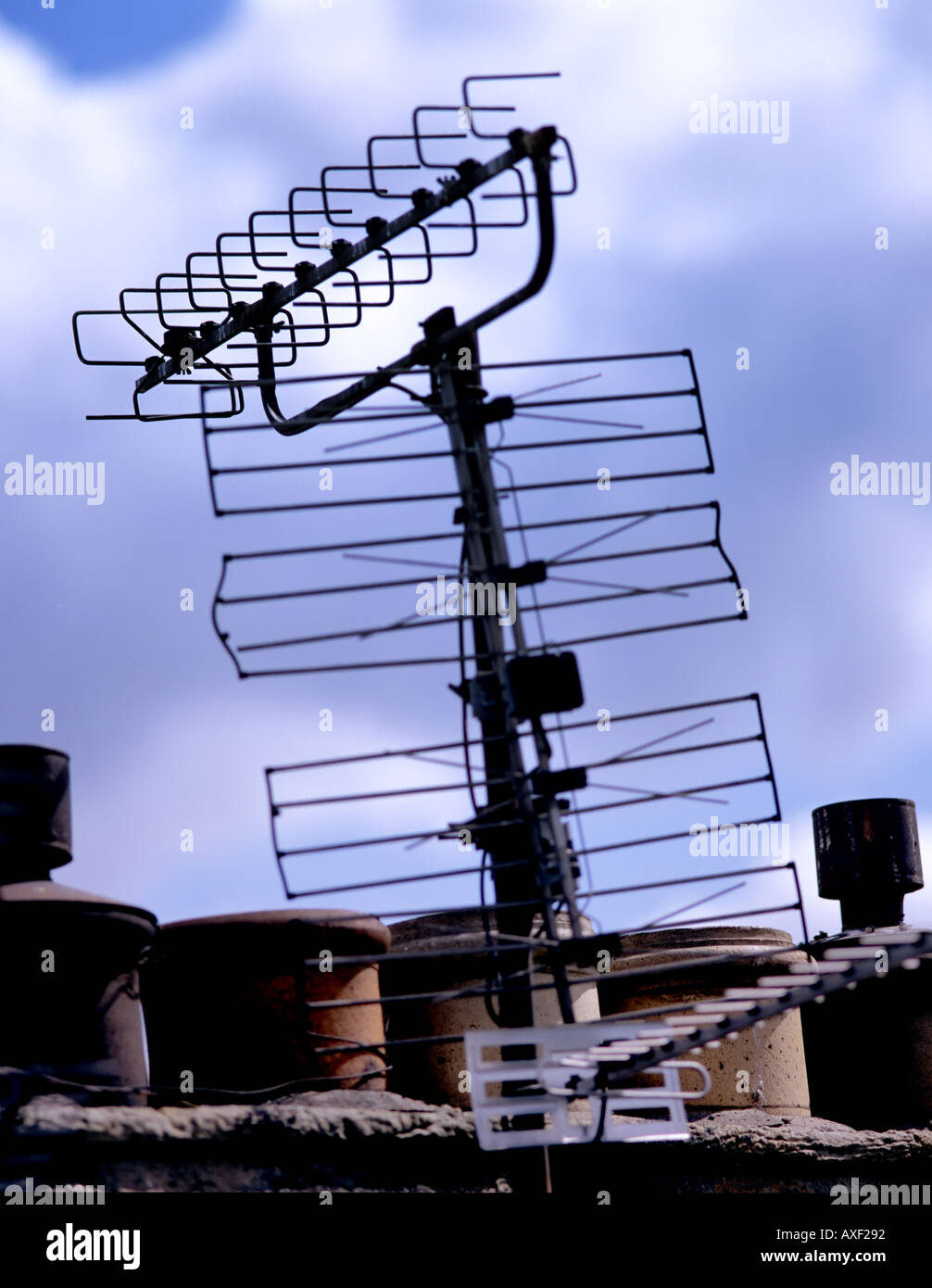 Televsion Aerial House Roof Edinburgh Scotland Stock Photo