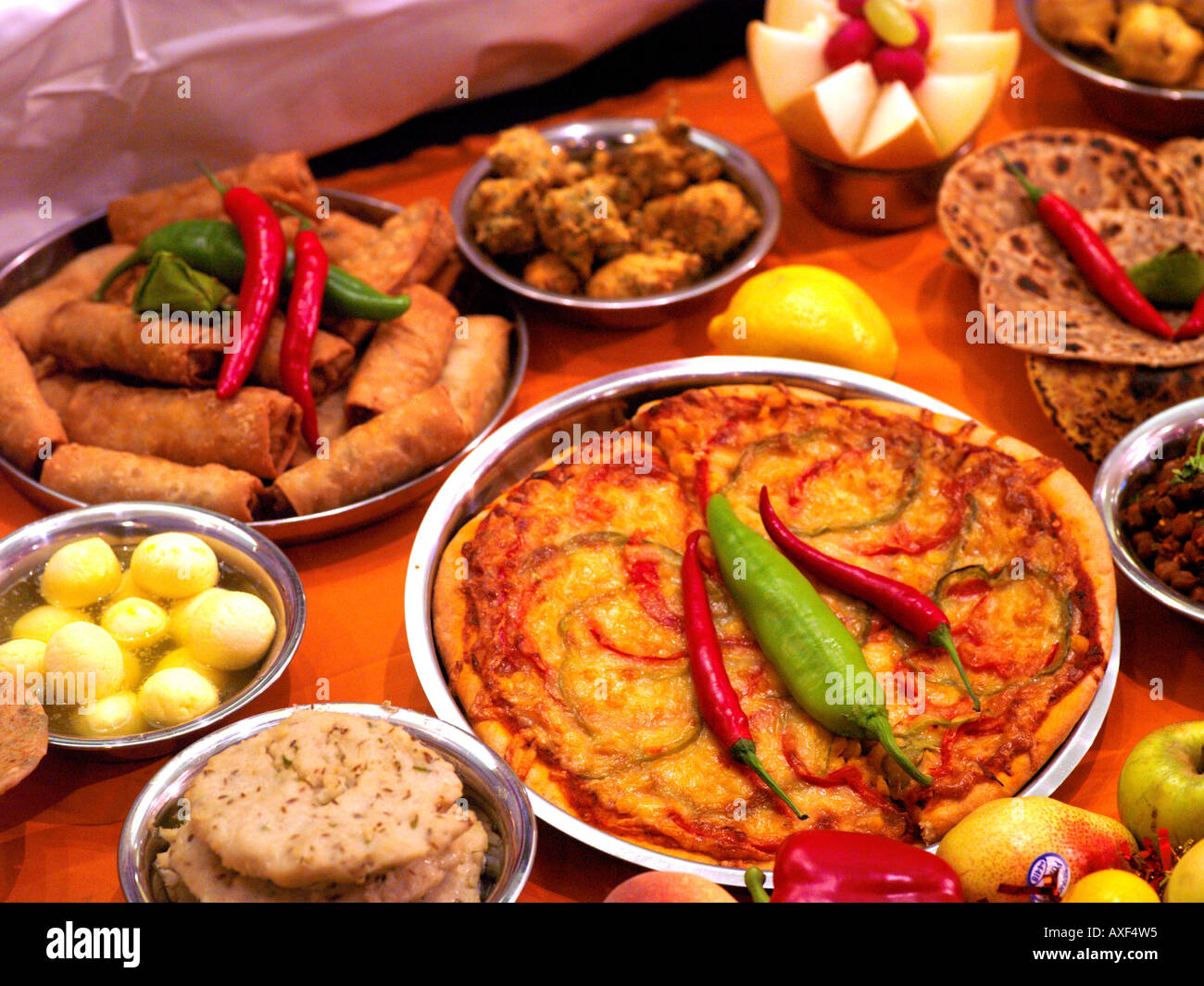 Shree Swaminarayan Temple Streatham London England Diwali Offerings Chilli Pizza Stock Photo