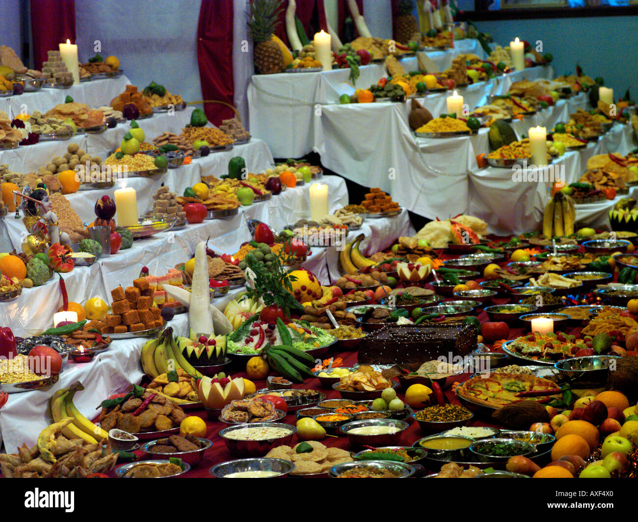 Shree Swaminarayan Temple Streatham London England Diwali Offerings One Hundred Different Dishes Prepared at the Temple Stock Photo