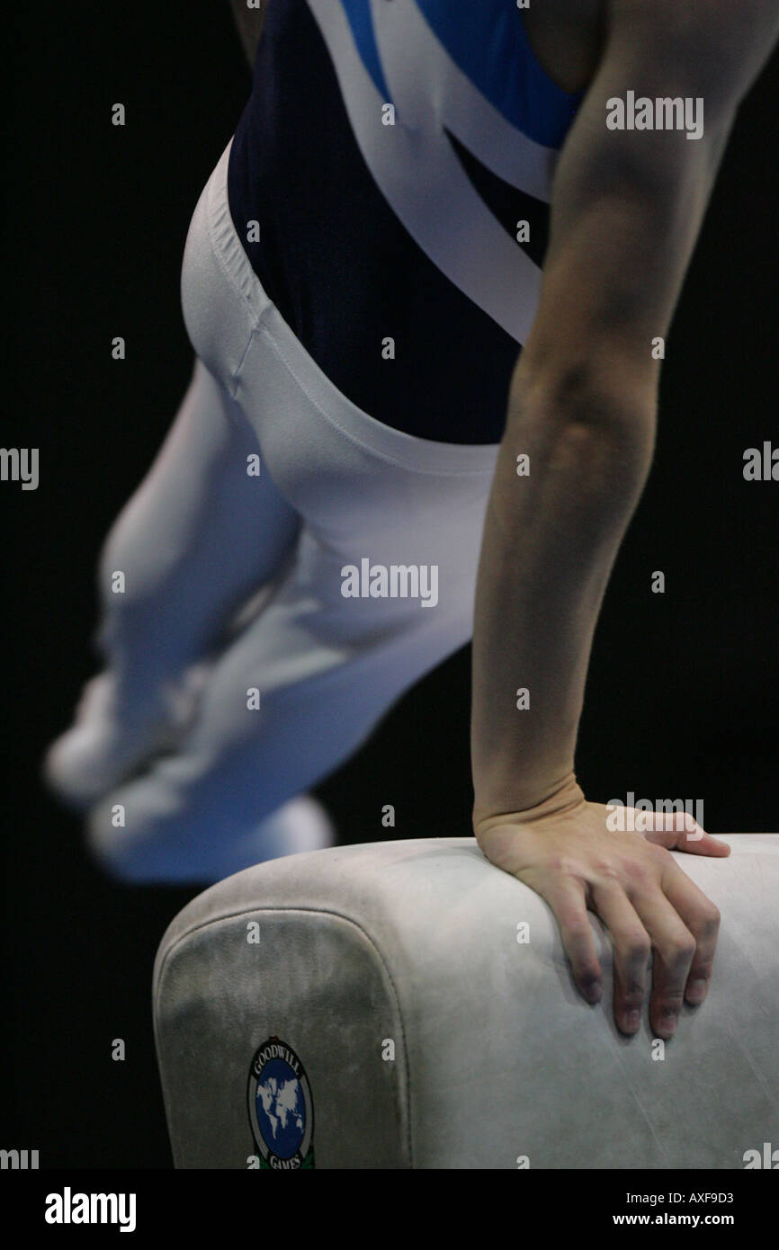 Gymnast on Pommel horse apparatus Stock Photo Alamy
