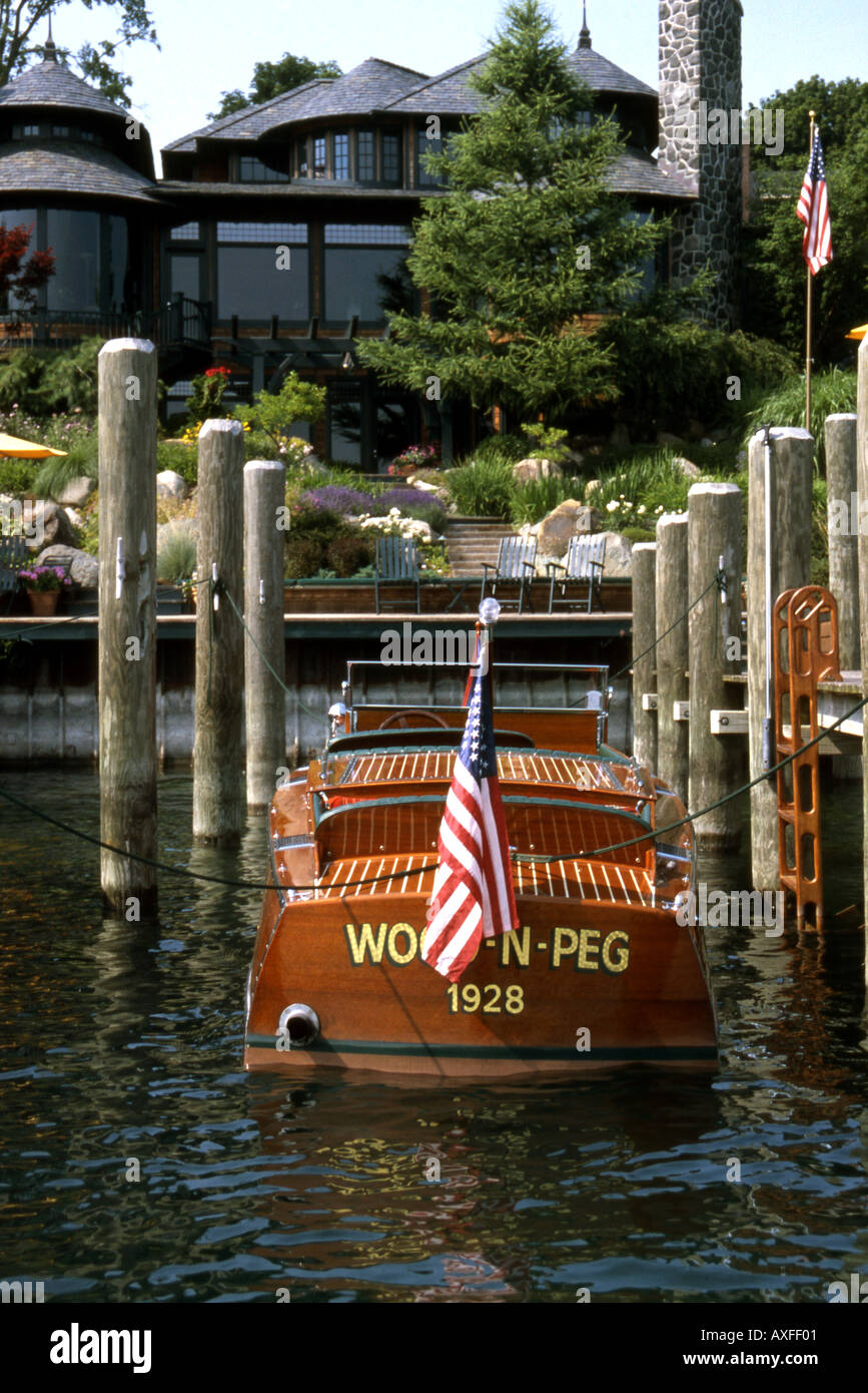 house-and-boat-on-lake-charlevoix-michigan-stock-photo-alamy