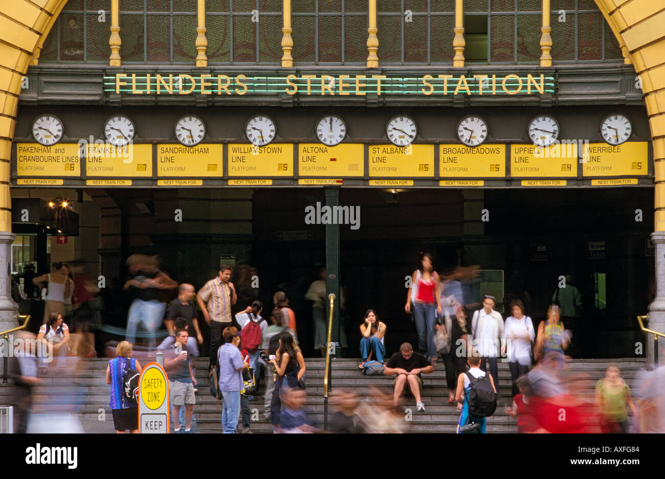 Flinders Street Railway Station clocks Melbourne Victoria Australia