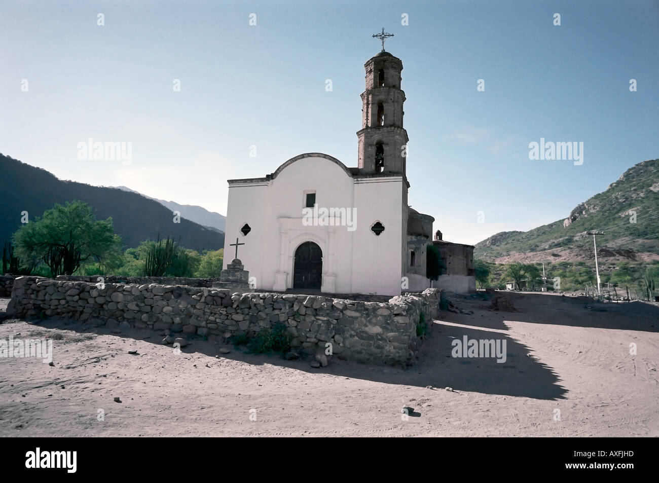 Old colonial church of San Miguel de Satevo in Copper Canyon Barrancas del Cobre in Mexico called the lost cathedral Stock Photo