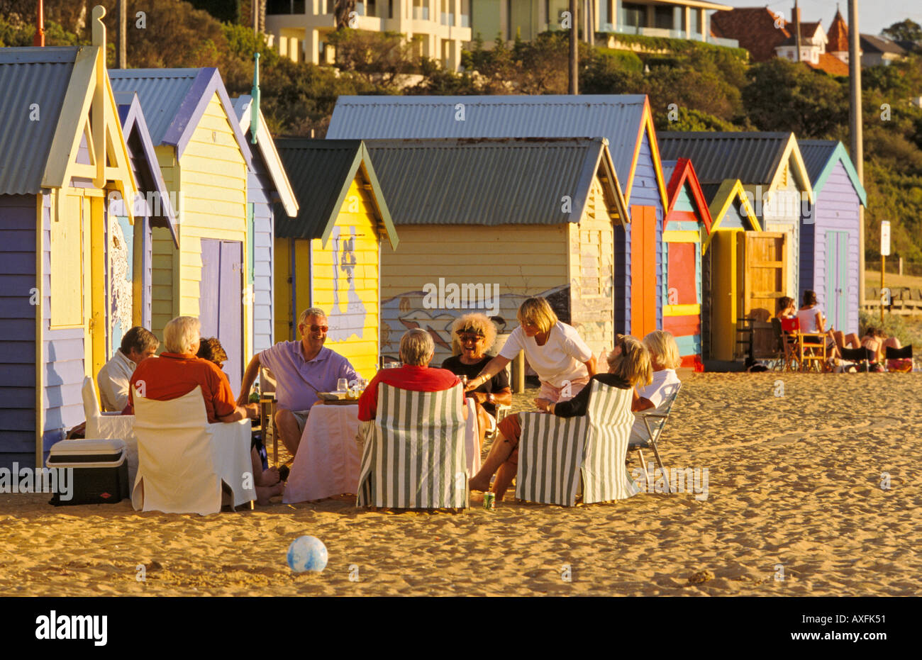 Picnic at bathing box Brighton Melbourne Port Phillip Bay Victoria