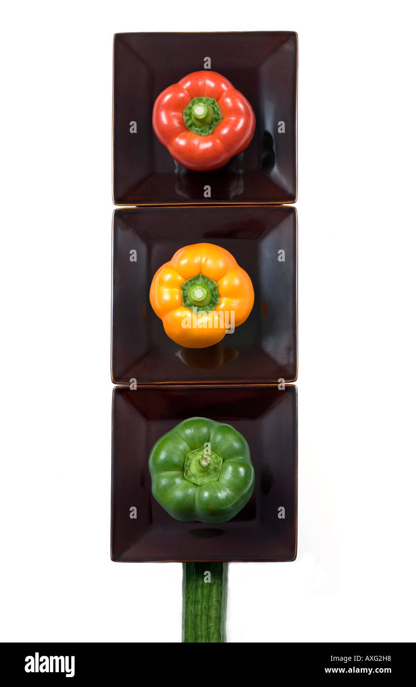 Healthy eating traffic lights play on new food labelling concept Stock