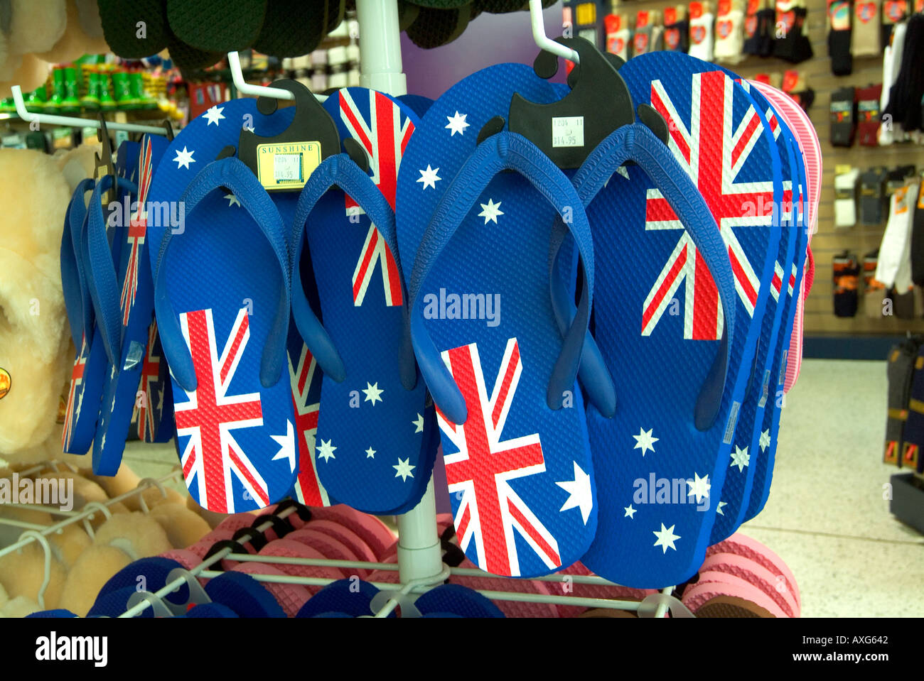 Sandals with Australian flag Stock Photo