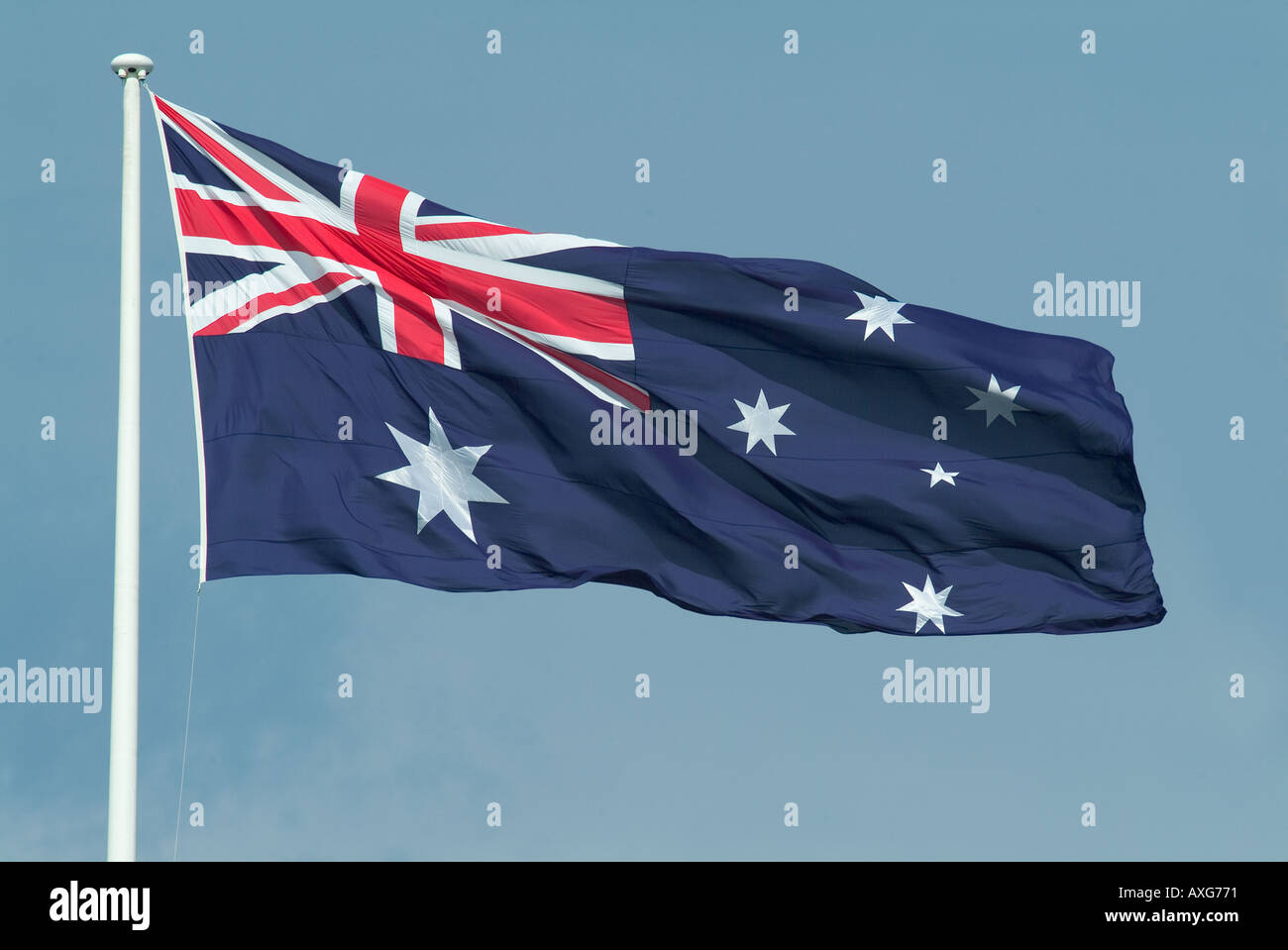 Australian flag flying in the breeze Stock Photo