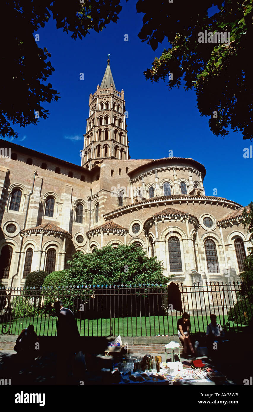 FLEA MARKET & ST SERNIN ROMANESQUE BASILICA 14th Century TOULOUSE MIDI