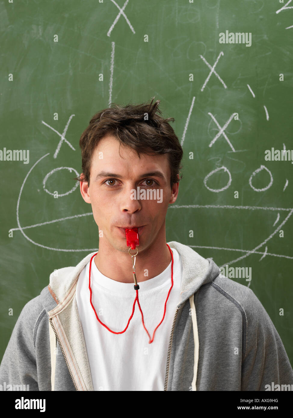 Coach Blowing Whistle Stock Photo Alamy