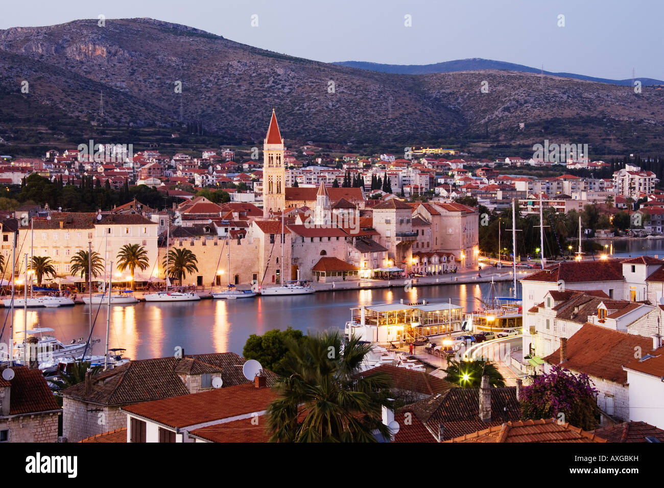 Town of Trogir at Dusk, Croatia Stock Photo
