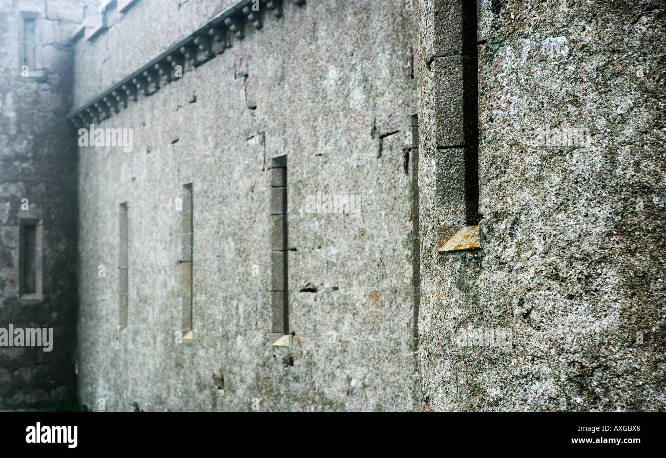 The stone walls of slains castle north of aberdeen scotland Stock Photo