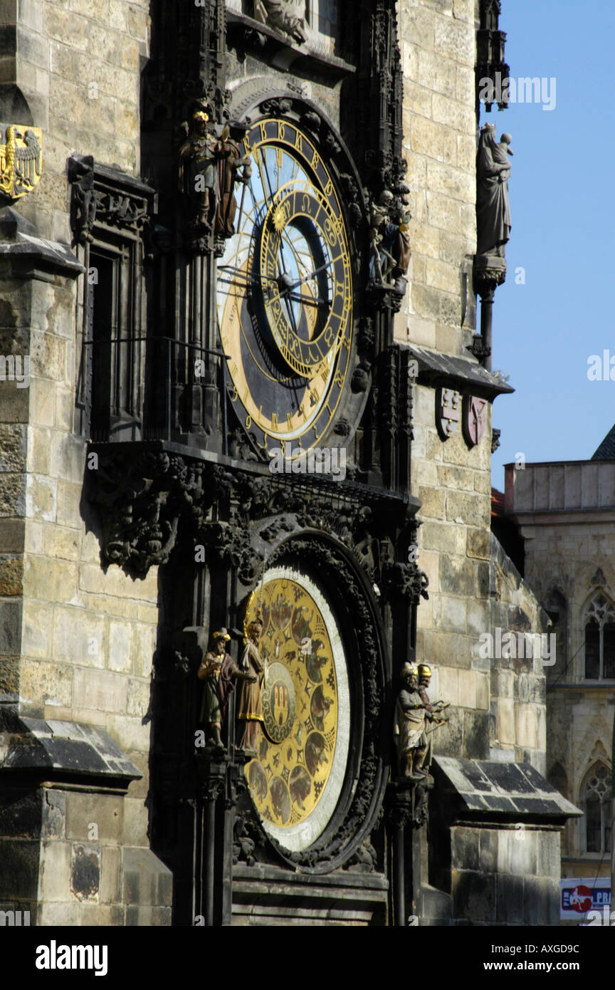 Prague, city center, city hall, famous clock tower Stock Photo Alamy