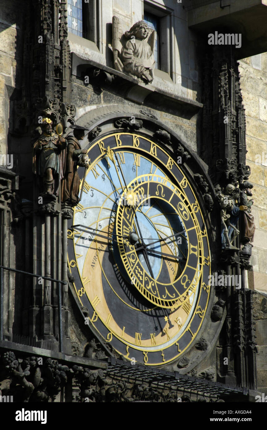 Prague, city center, city hall, famous clock tower Stock Photo Alamy