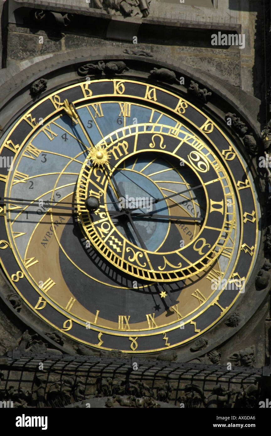 Prague, city center, city hall, famous clock tower Stock Photo Alamy