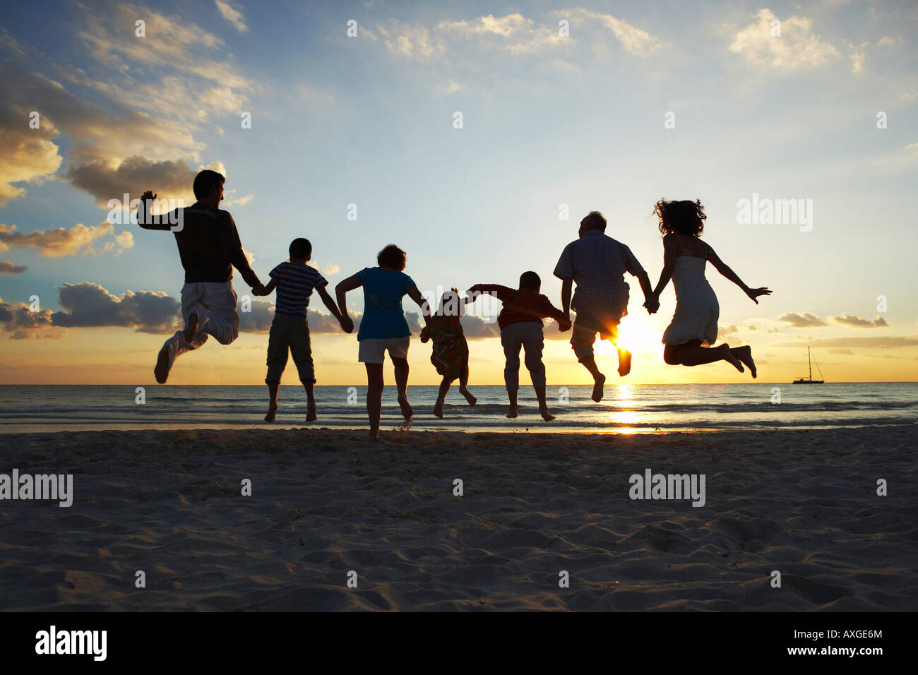 Family on the Beach Stock Photo