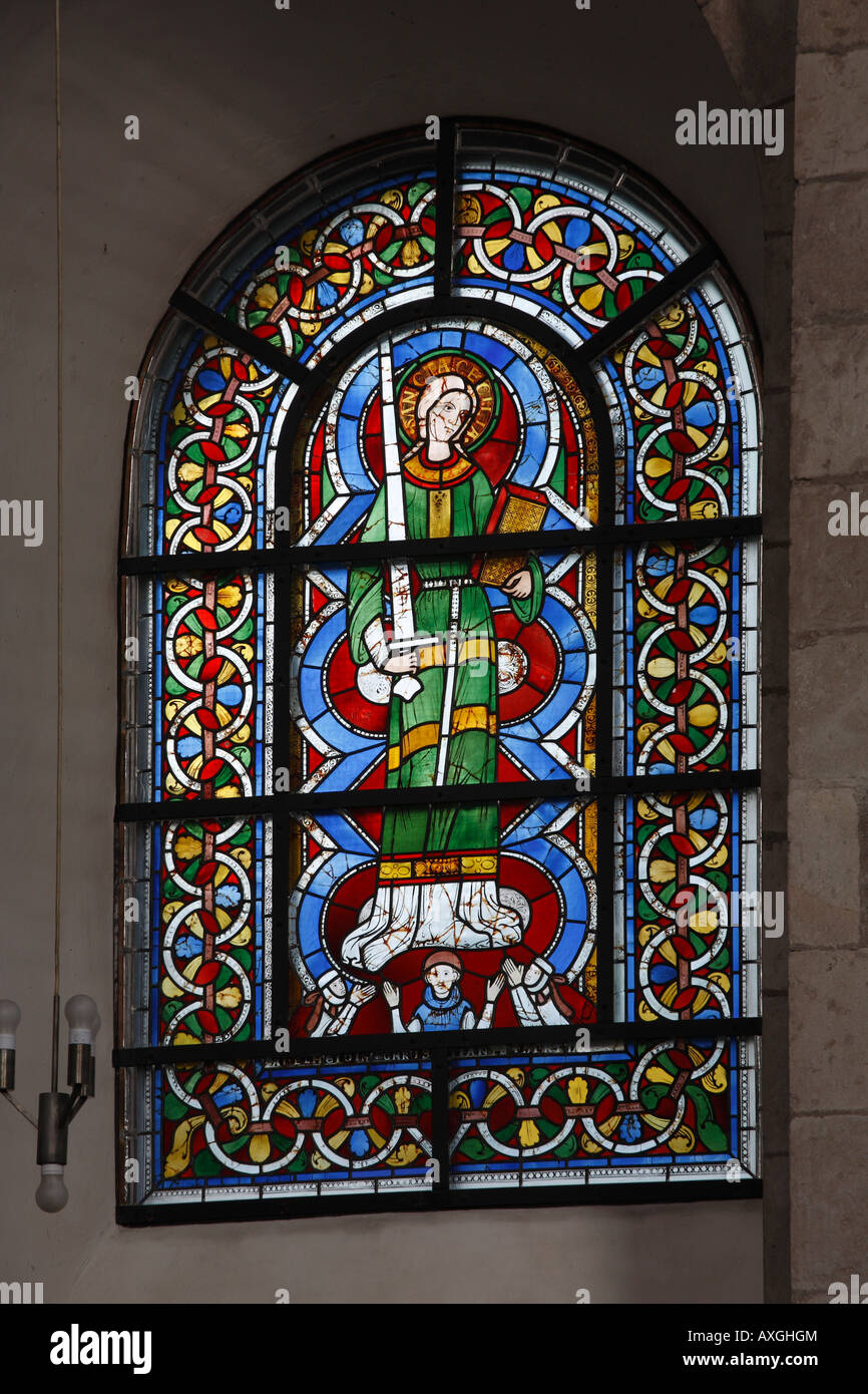 Köln, St. Kunibert, Caecilia-Fenster im nördlichen Querhaus Stock Photo