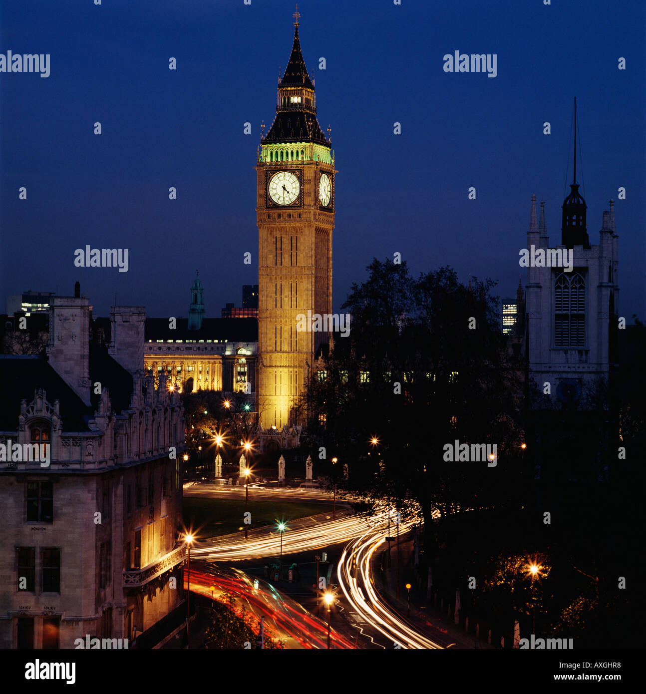 Big Ben clock tower at night, Westminster, London, England, UK, GB Stock Photo