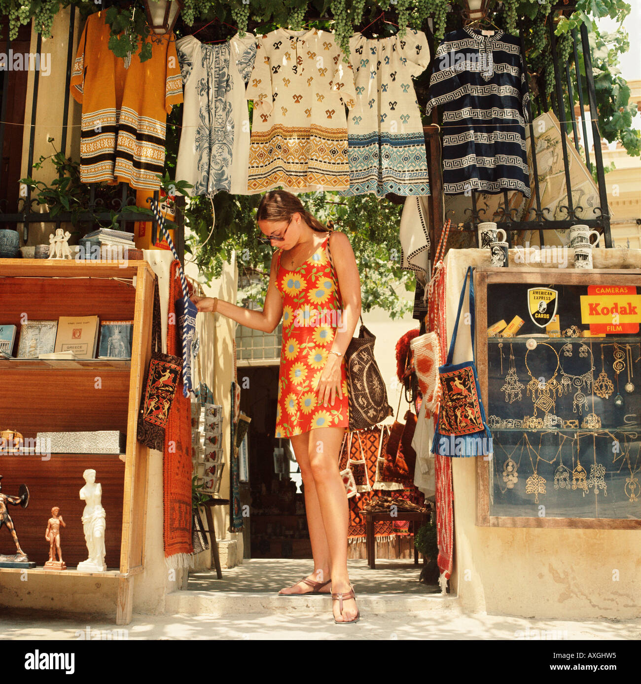Souvenir shop in the quaint narrow streets of the Plaka, Athens, Greece