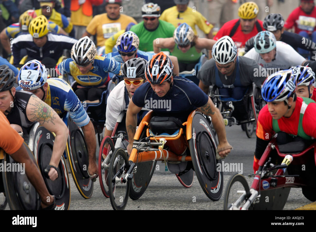 Wheelchair athletes in a race Stock Photo Alamy