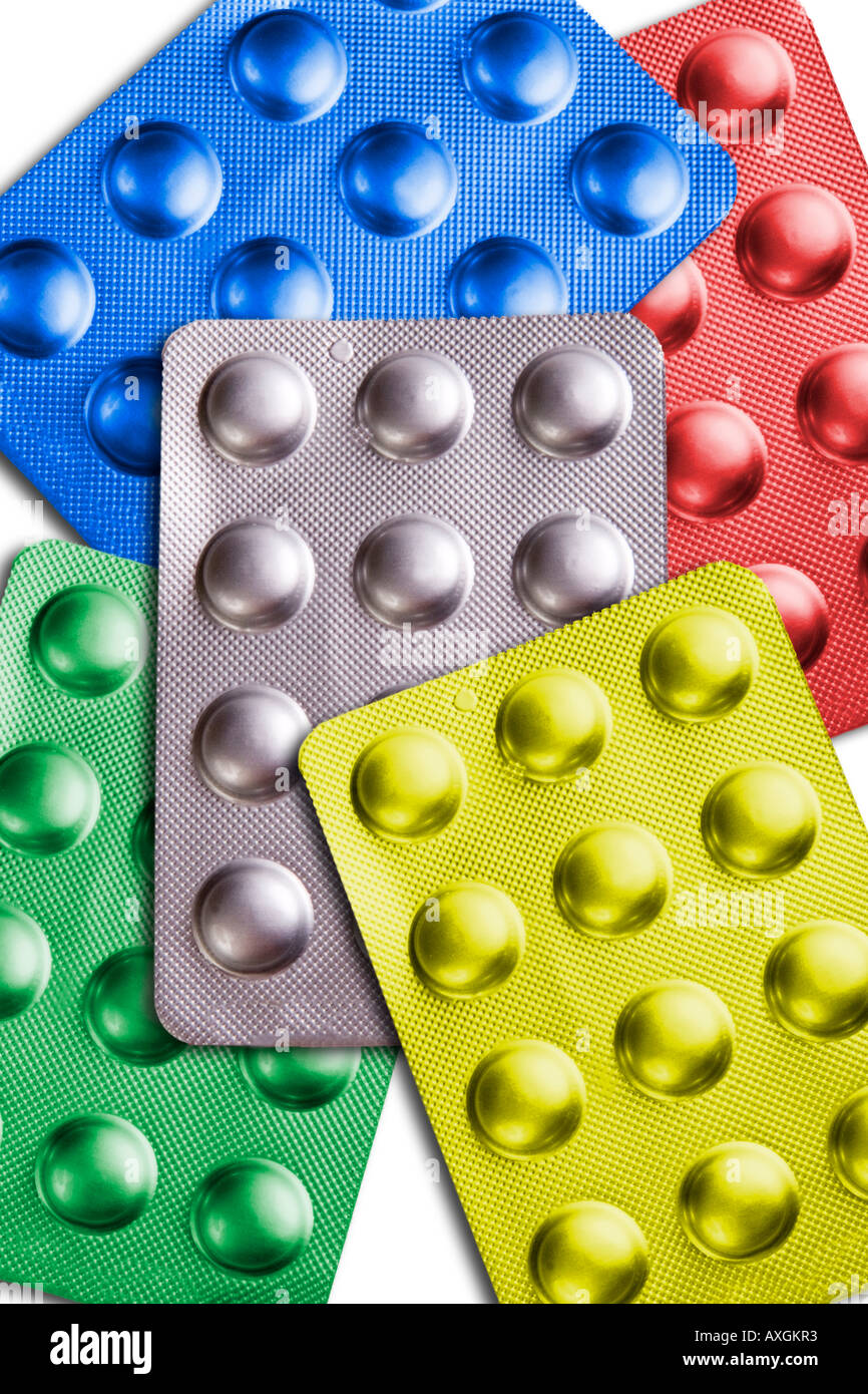 tablet-sachets-of-different-colours-stock-photo-alamy