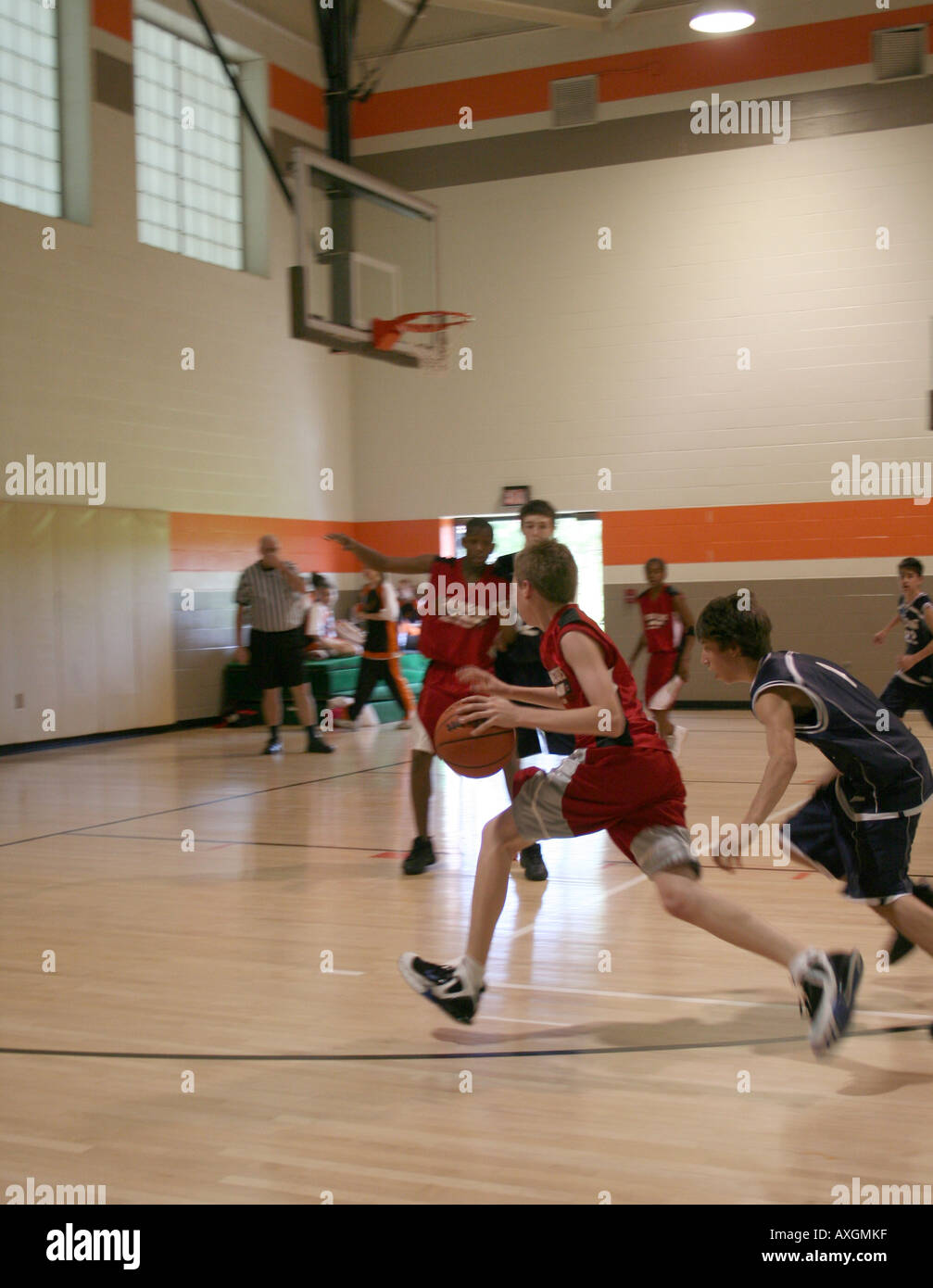 Boy's basketball game Stock Photo - Alamy