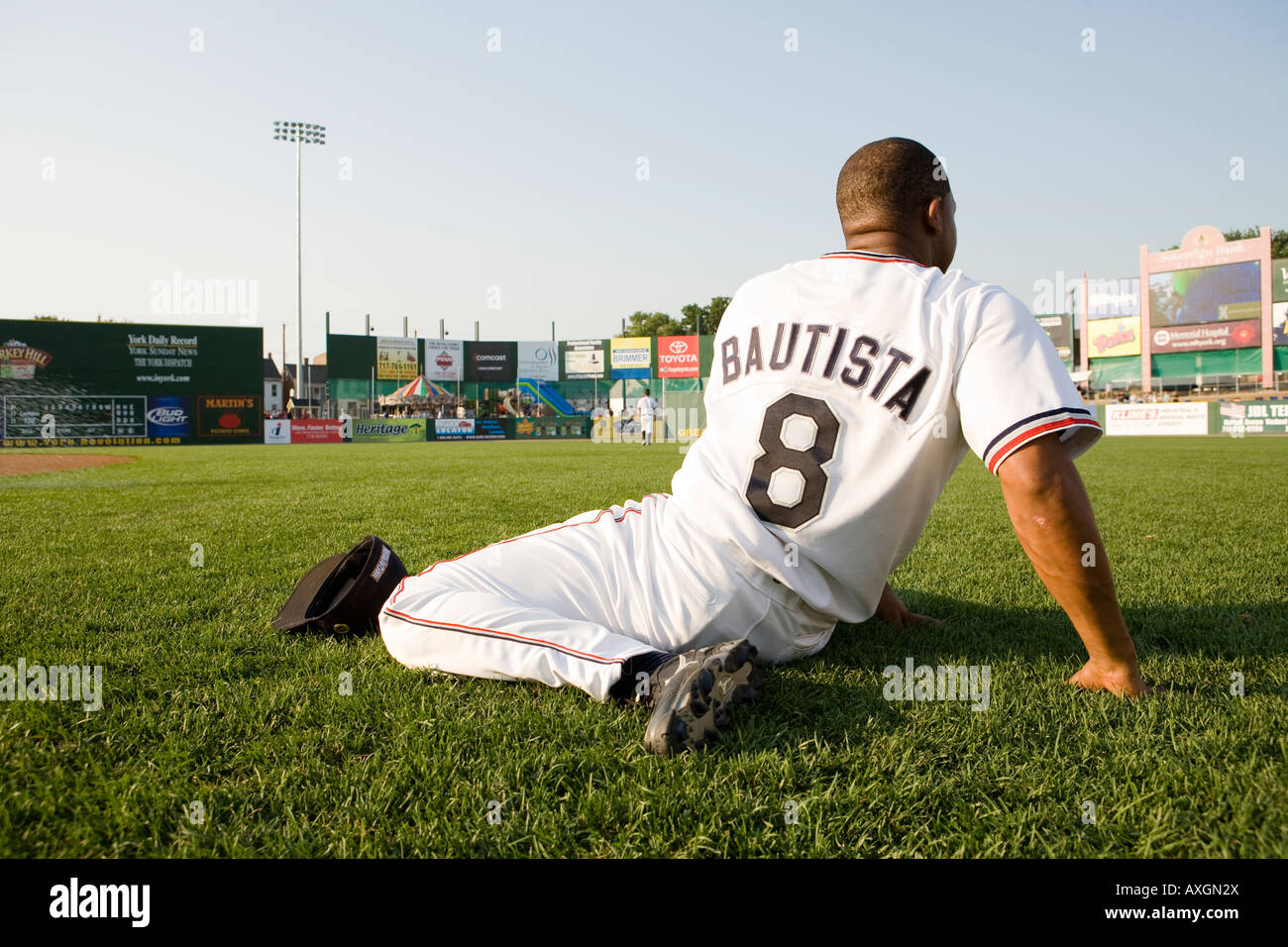 Baseball player stretching Stock Photo