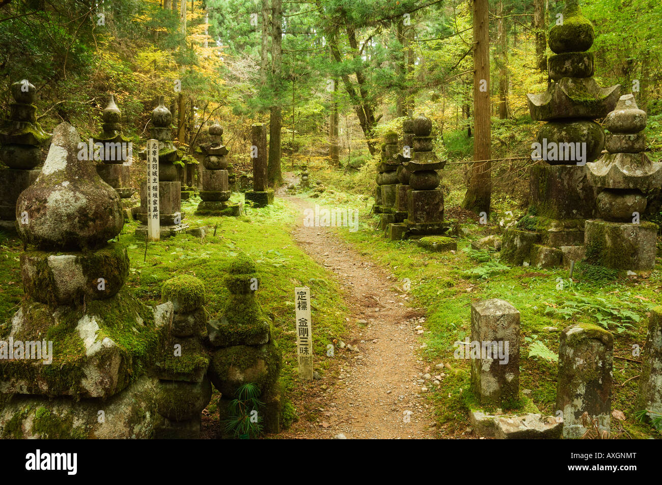 Monuments in Graveyard, Kansai, Honshu, Japan Stock Photo