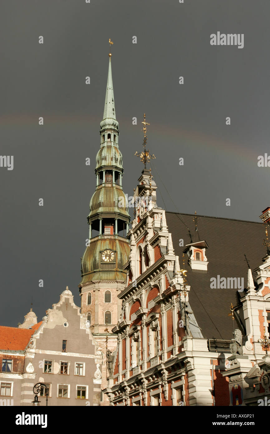 Rainbow over St Peter's church, the old town hall and Brotherhood of ...
