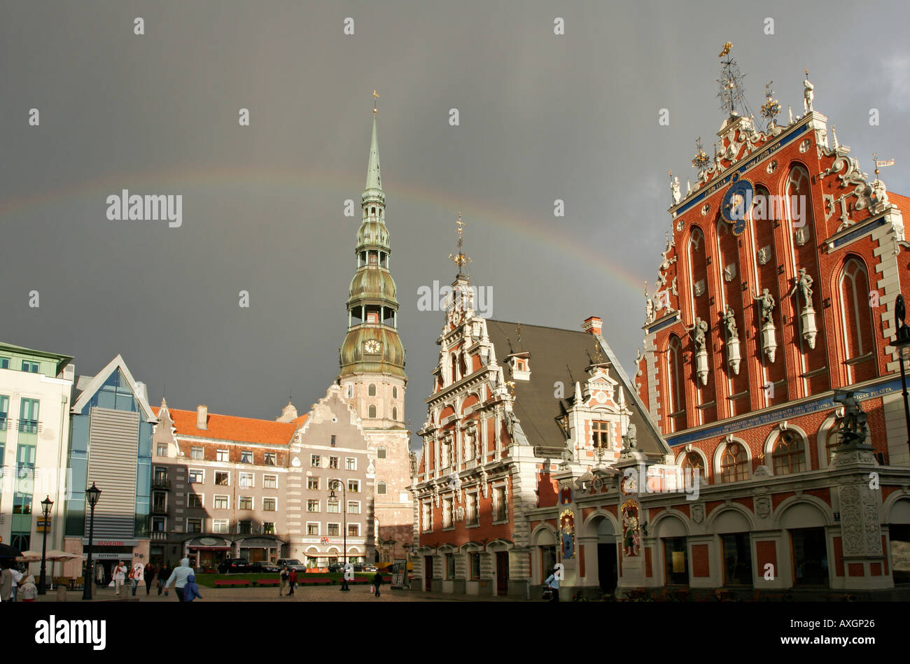 Rainbow over St Peter's church, the old town hall and Brotherhood of ...