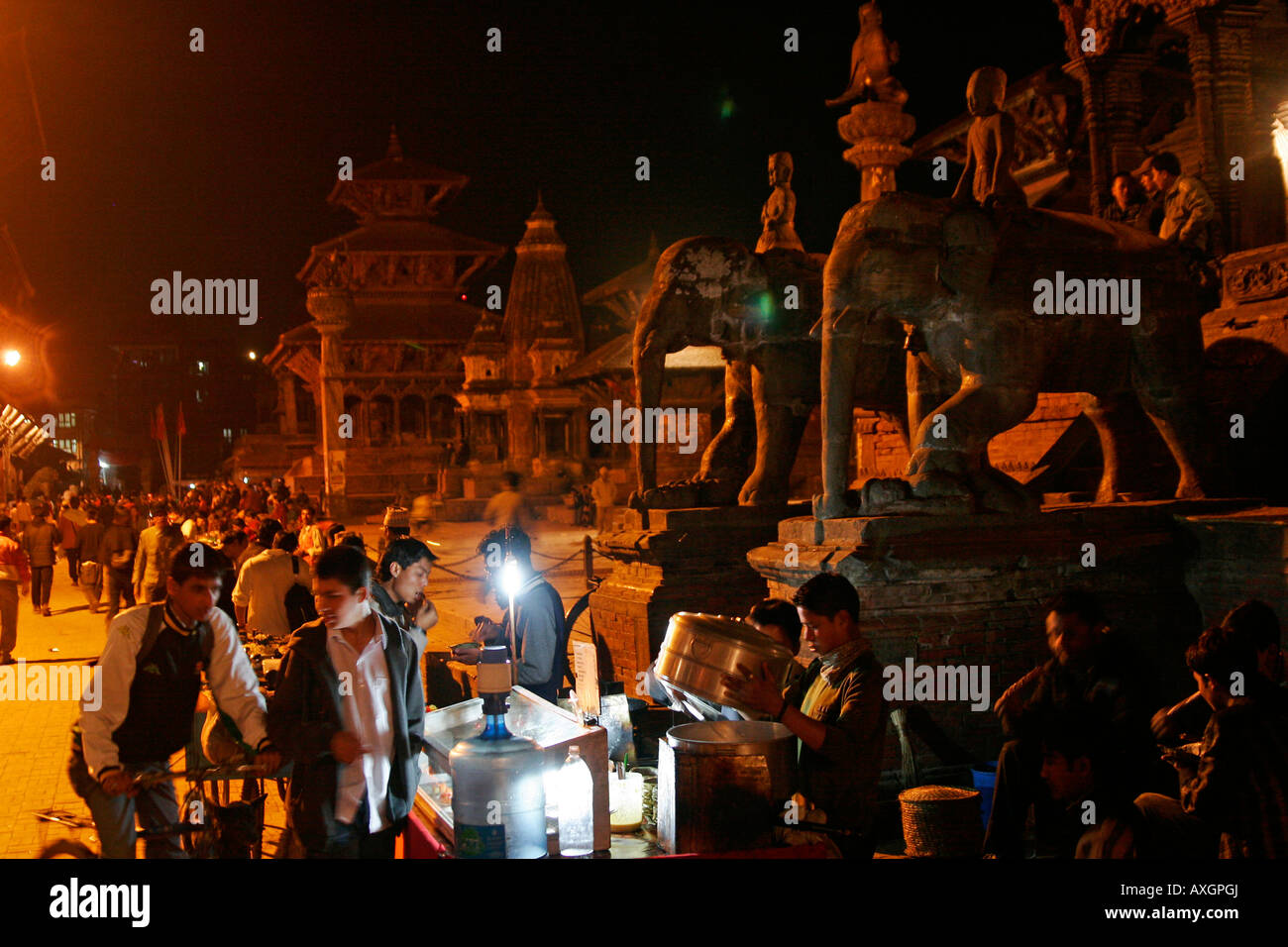 Market on Durbar Square in Patan Lalitpur at night Nepal asia Stock Photo