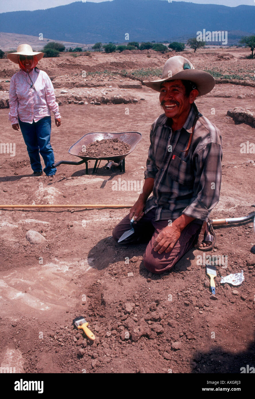 Archaeological dig project in oaxaca, south central Mexico uncovers 8th century AD Zapotec village. Stock Photo