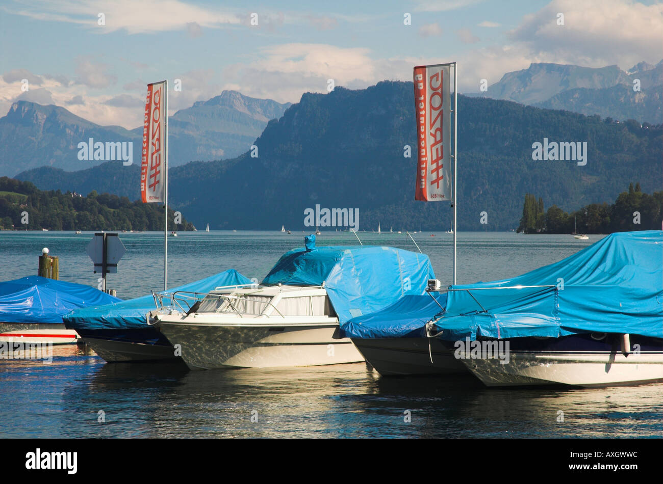 Boats on Lake Lucerne Switzerland Stock Photo