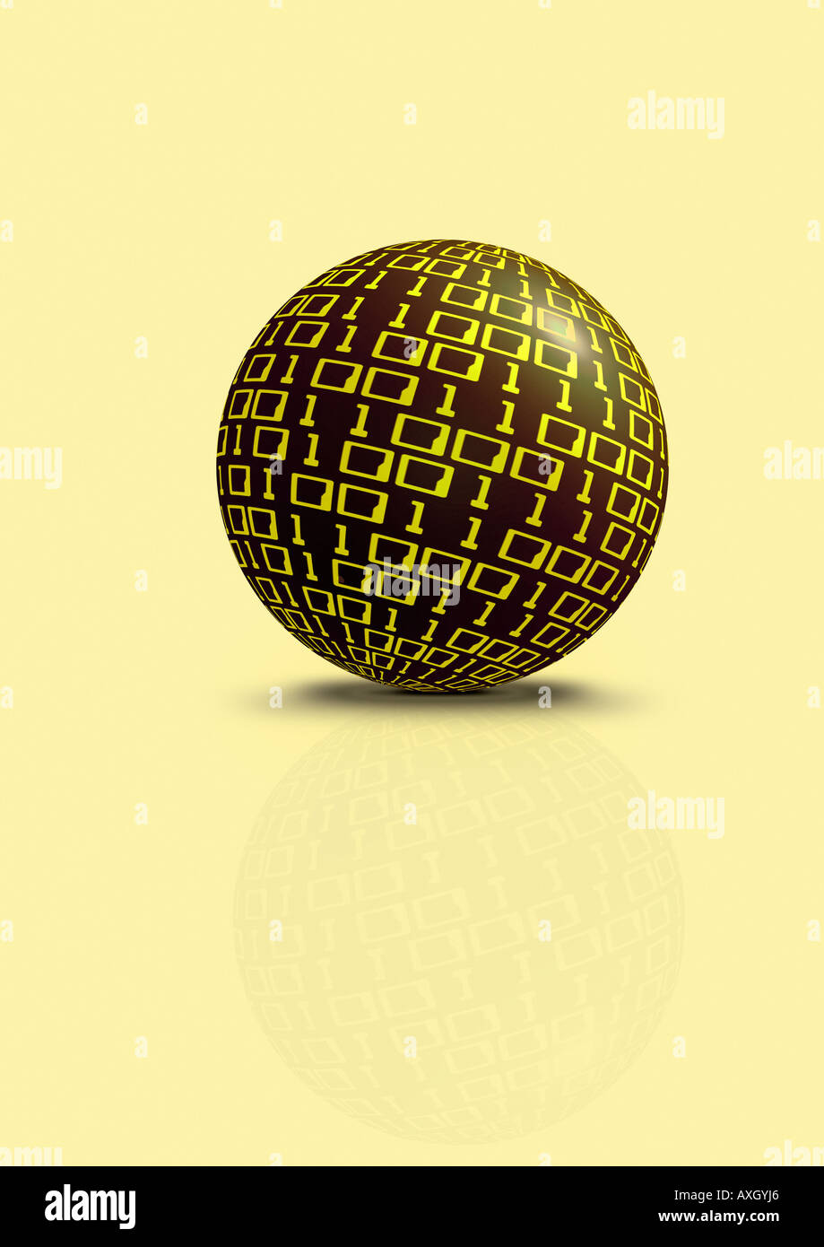 sphere made from 1 and 0 Kugel aus 0 und 1 gebildet digital Stock Photo