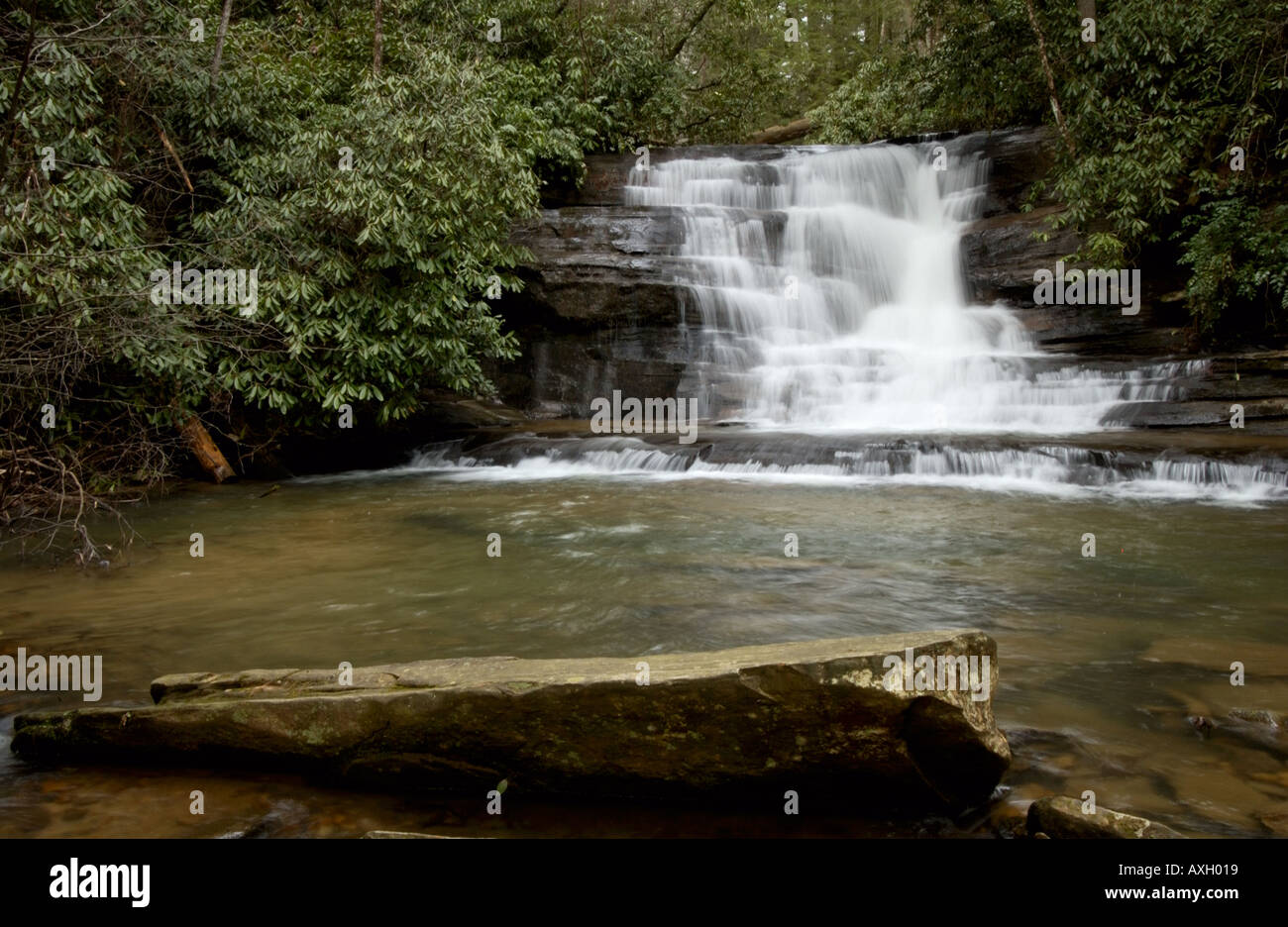 Stonewall Falls in Tiger Georgia US Waterfall feeding into a stream