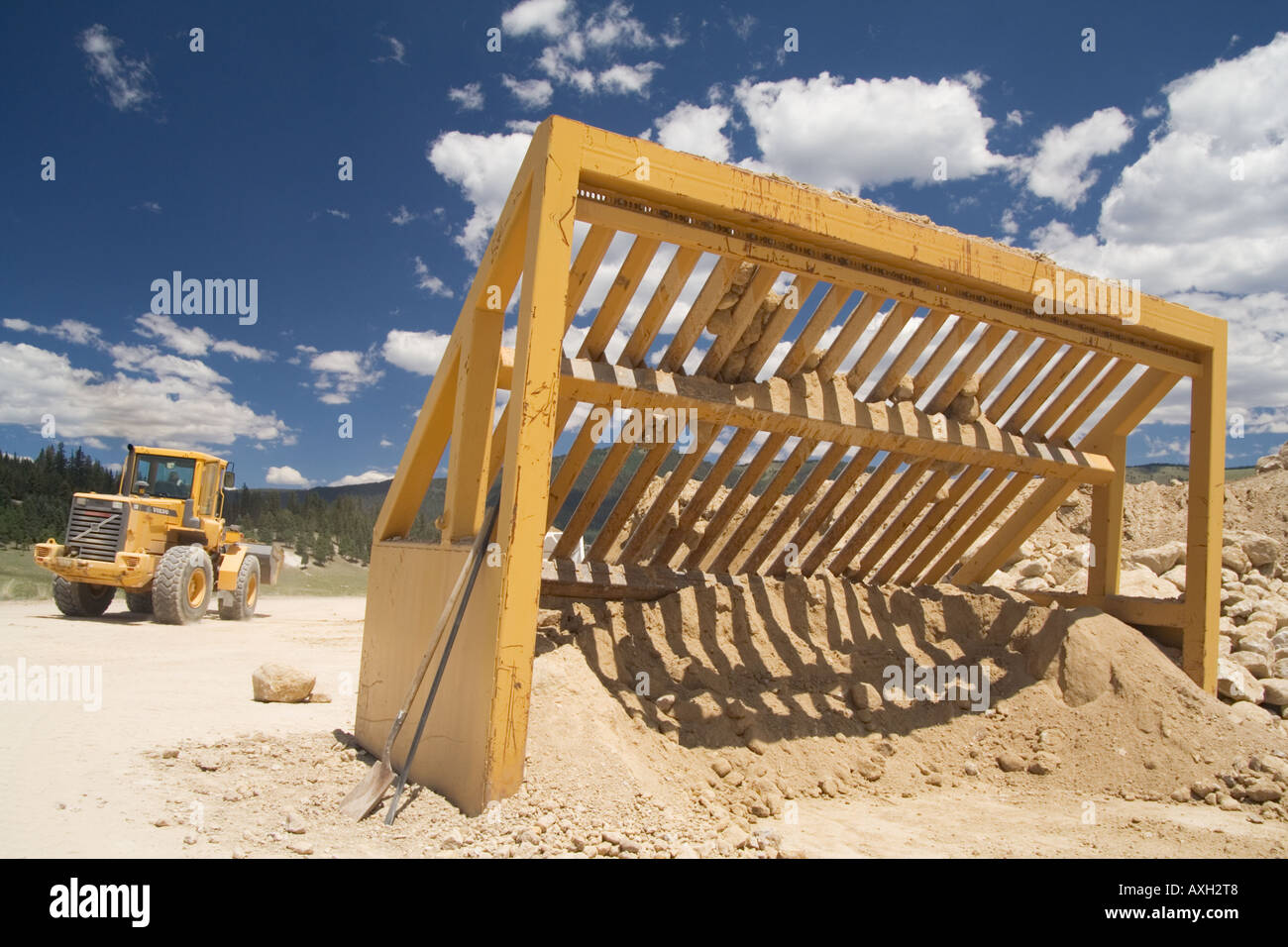 Road construction site in the Valles Caldera National Preserve, New Mexico. Stock Photo