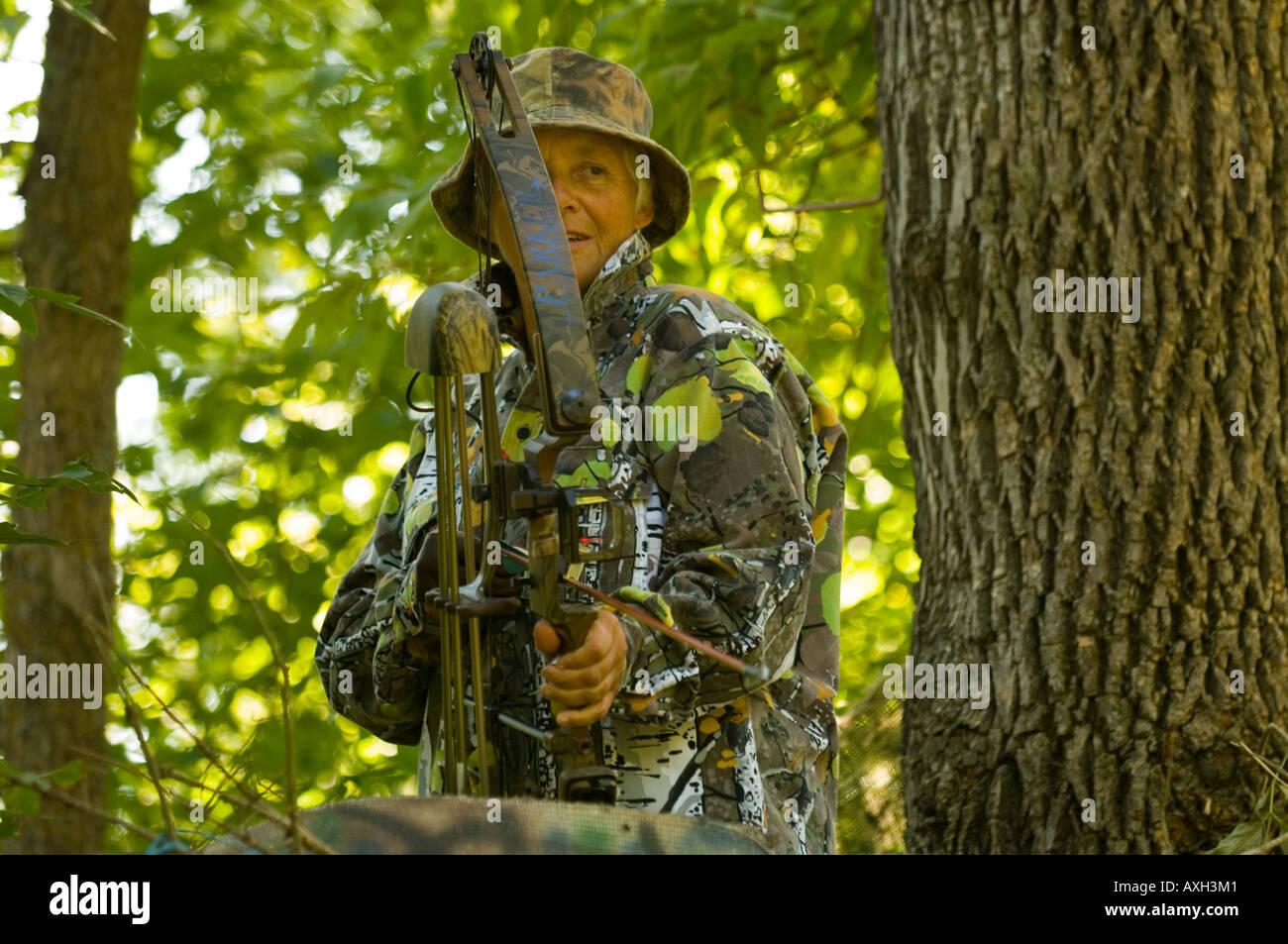 Bow hunter tree stand hires stock photography and images Alamy