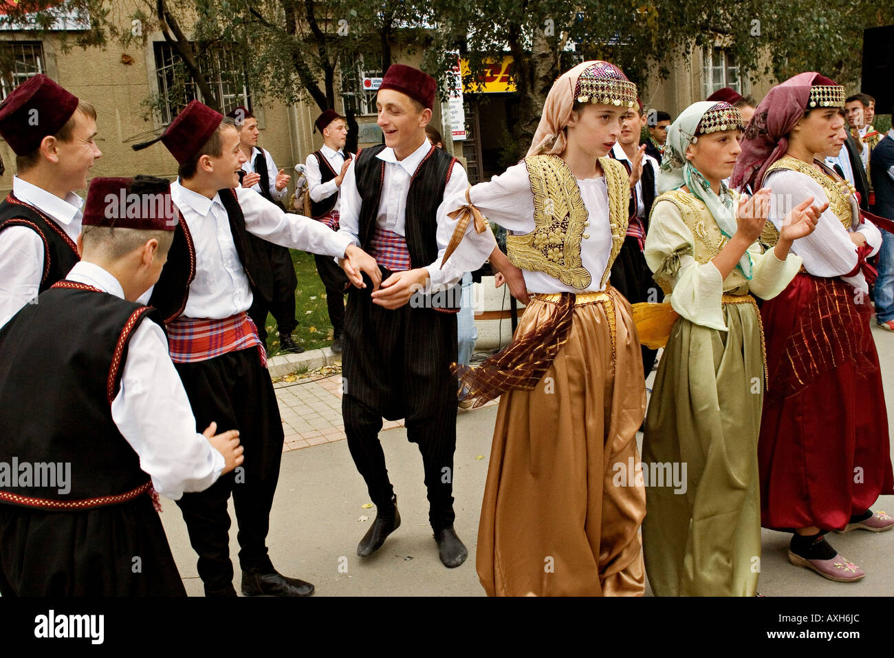 Youngsters in traditional ethnic dress in Prishtine Kosovo Stock Photo ...